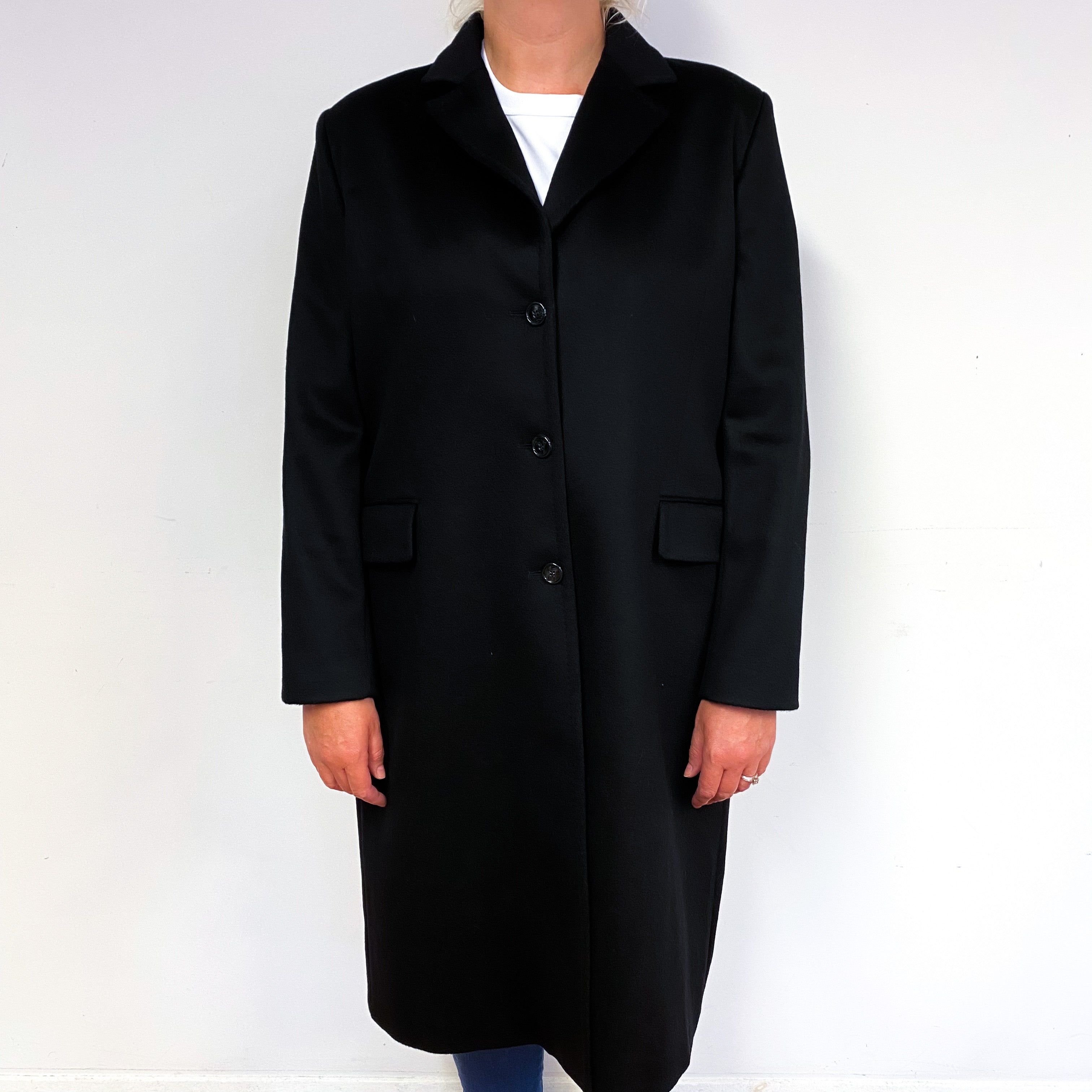Black Cashmere Lined Coat UK Size 18 Large