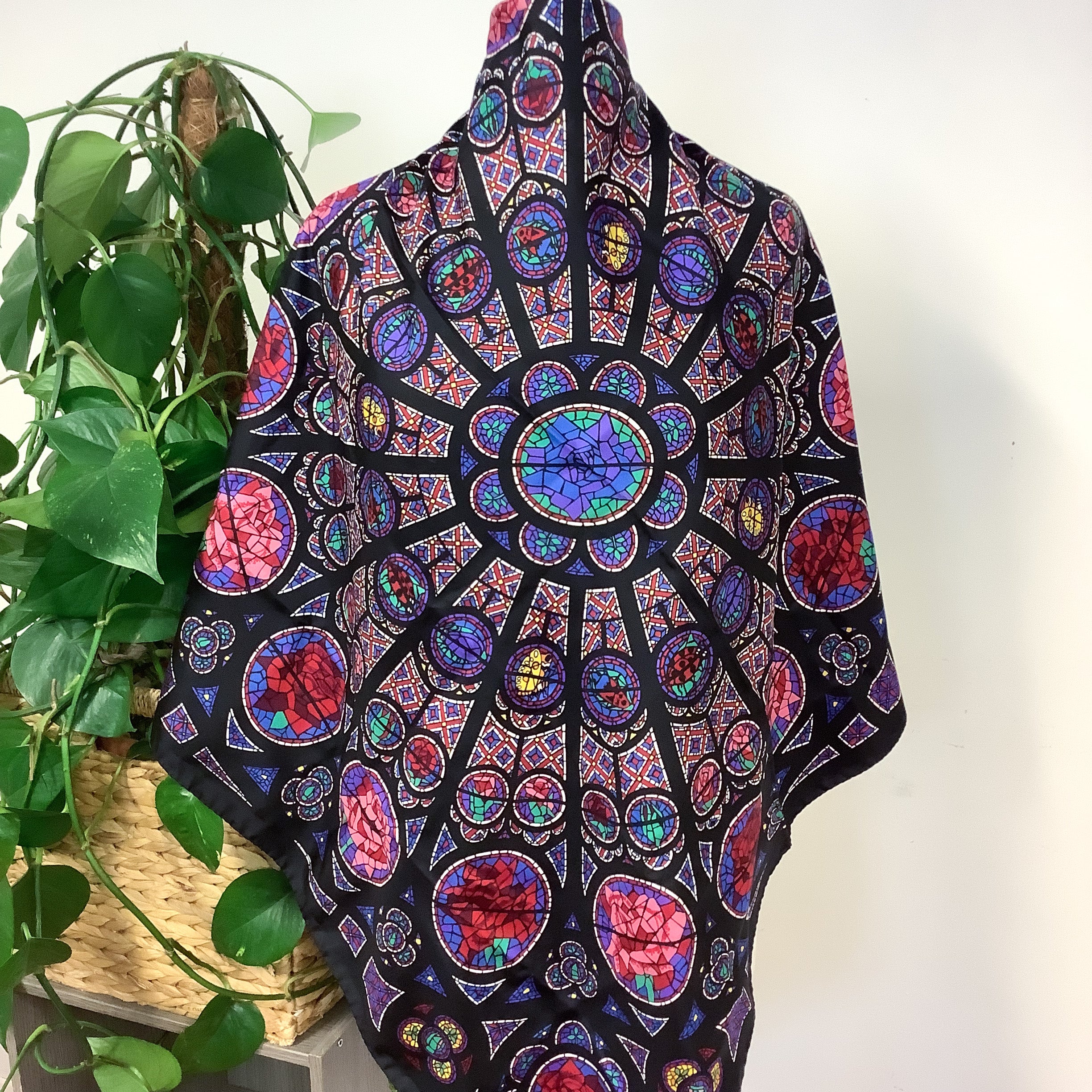 Beckford Stain Glass Window Design Vintage Silk Scarf