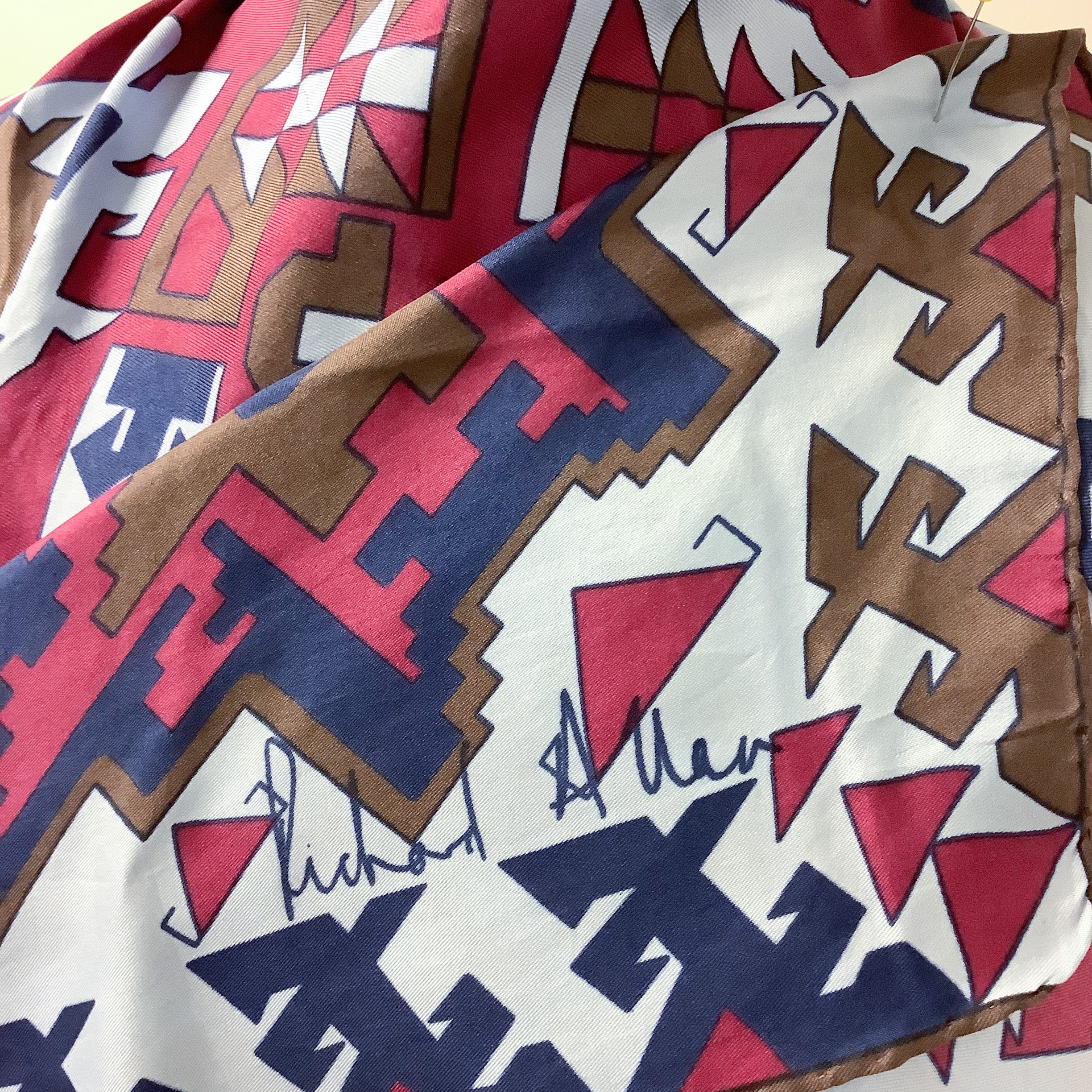 1970s Richard Allan Abstract Vintage Silk Scarf