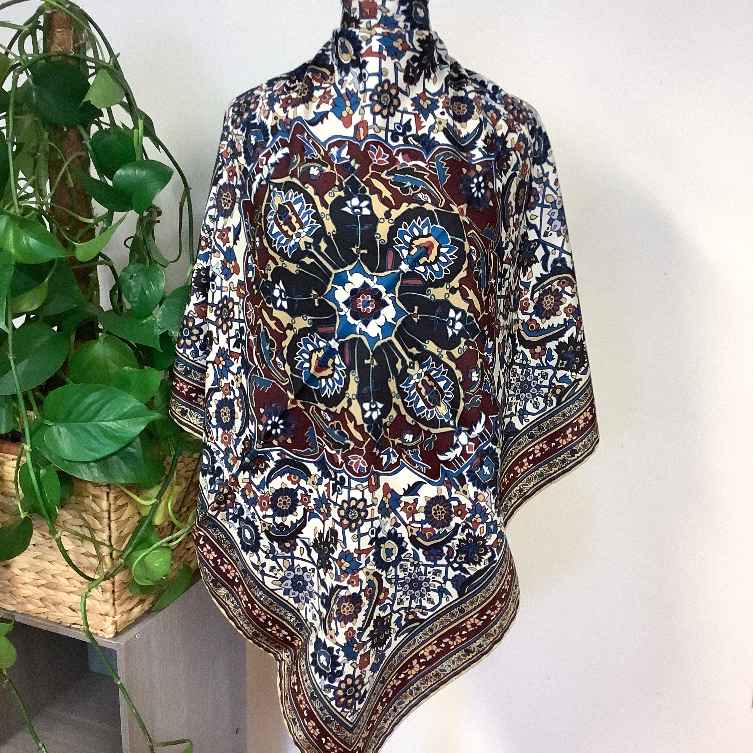 Beckford Geometric Floral Vintage Silk Scarf