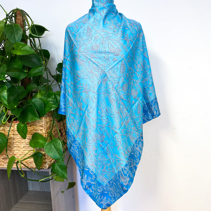 Turquoise French Vintage Silk Scarf