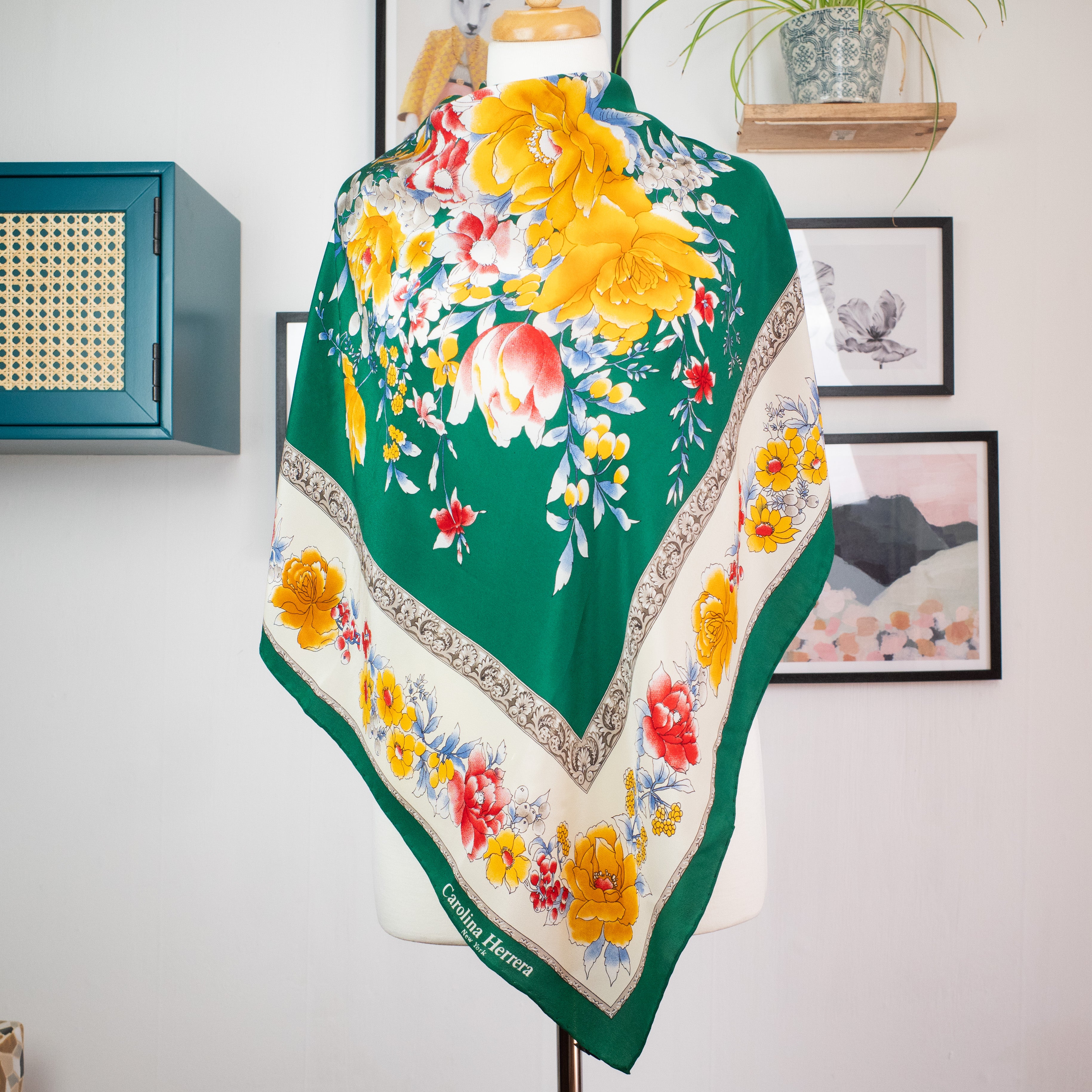 Carolina Herrara Floral Silk Scarf