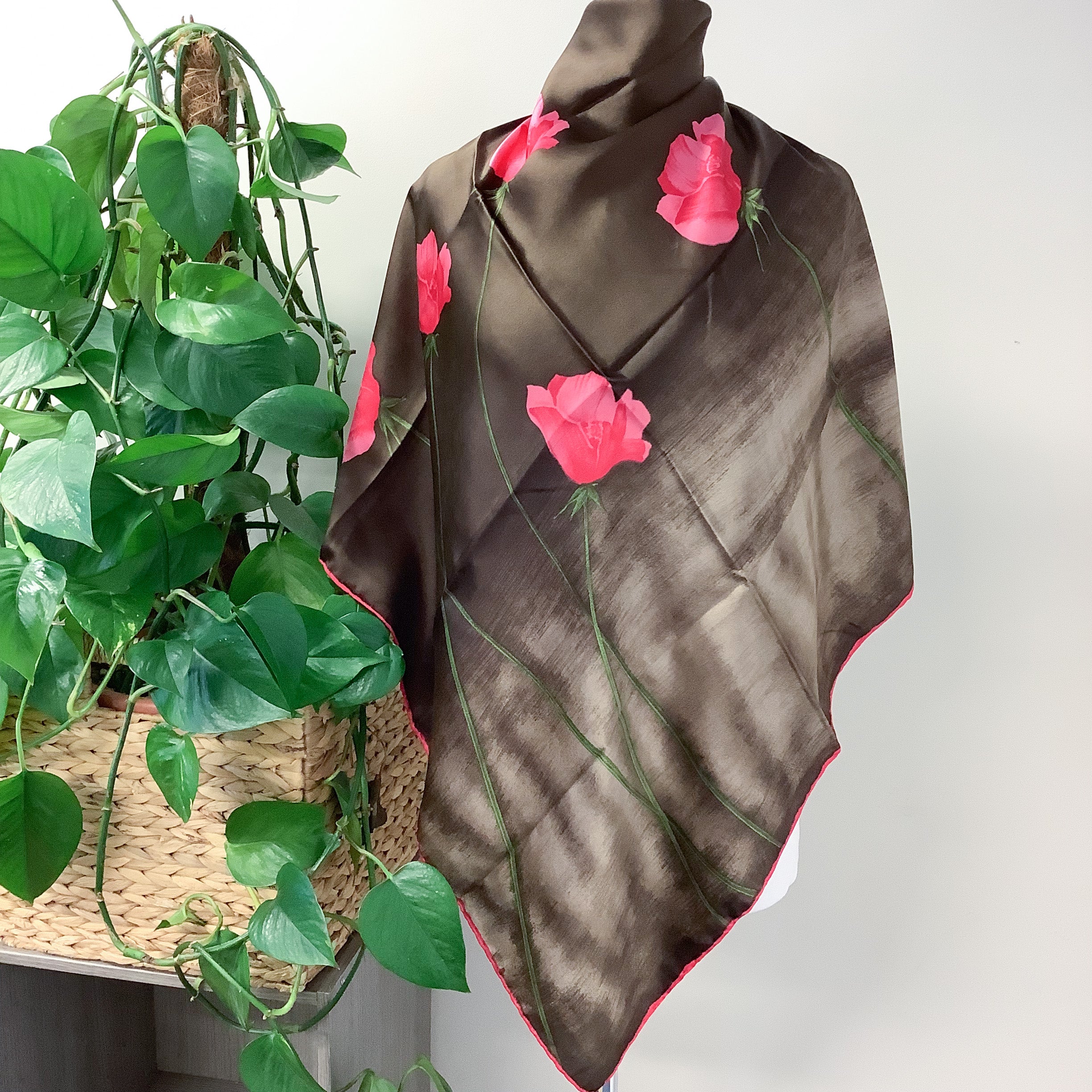 Italian Floral Design Silk Scarf