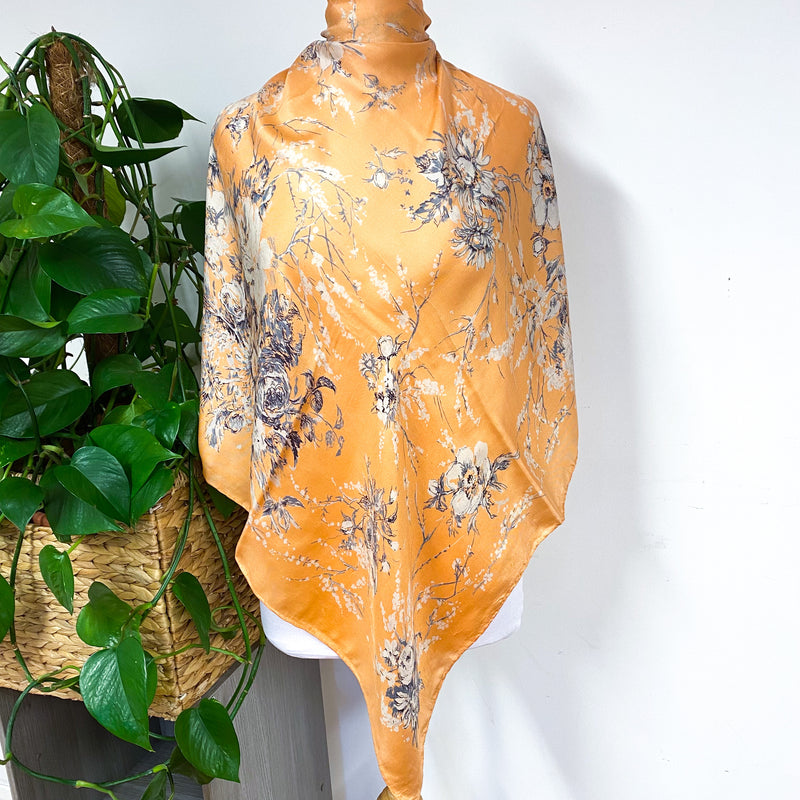 1960s Apricot Floral Jacqmar Vintage Silk Scarf
