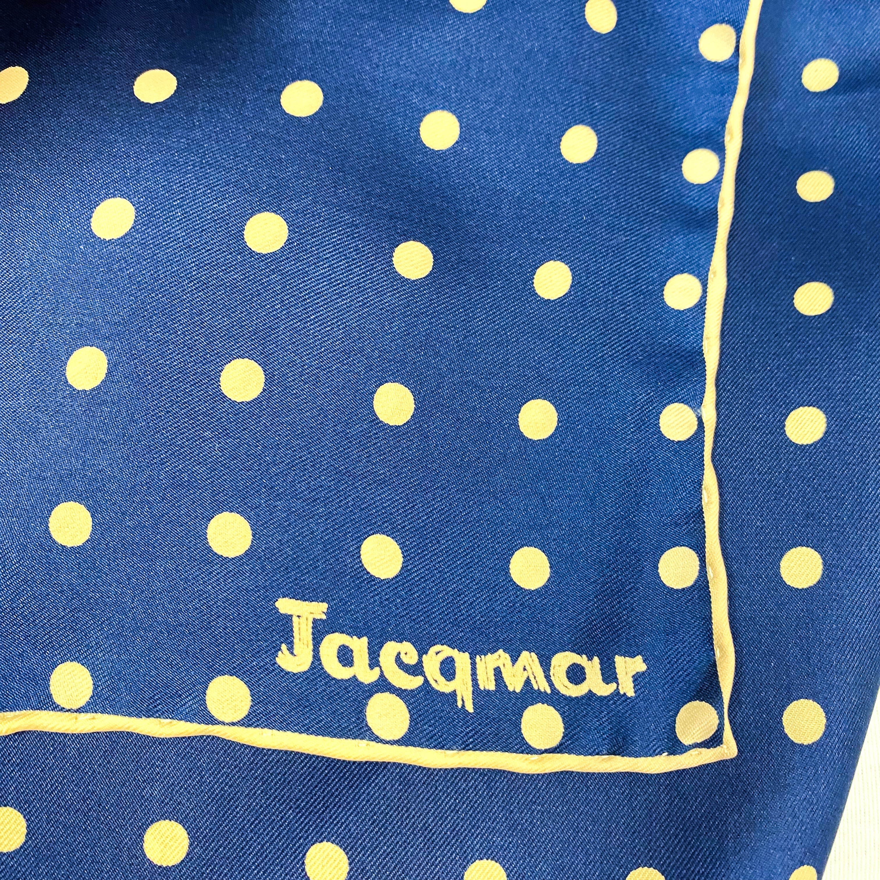 1970s Blue Spotty Jacqmar Vintage Silk Scarf