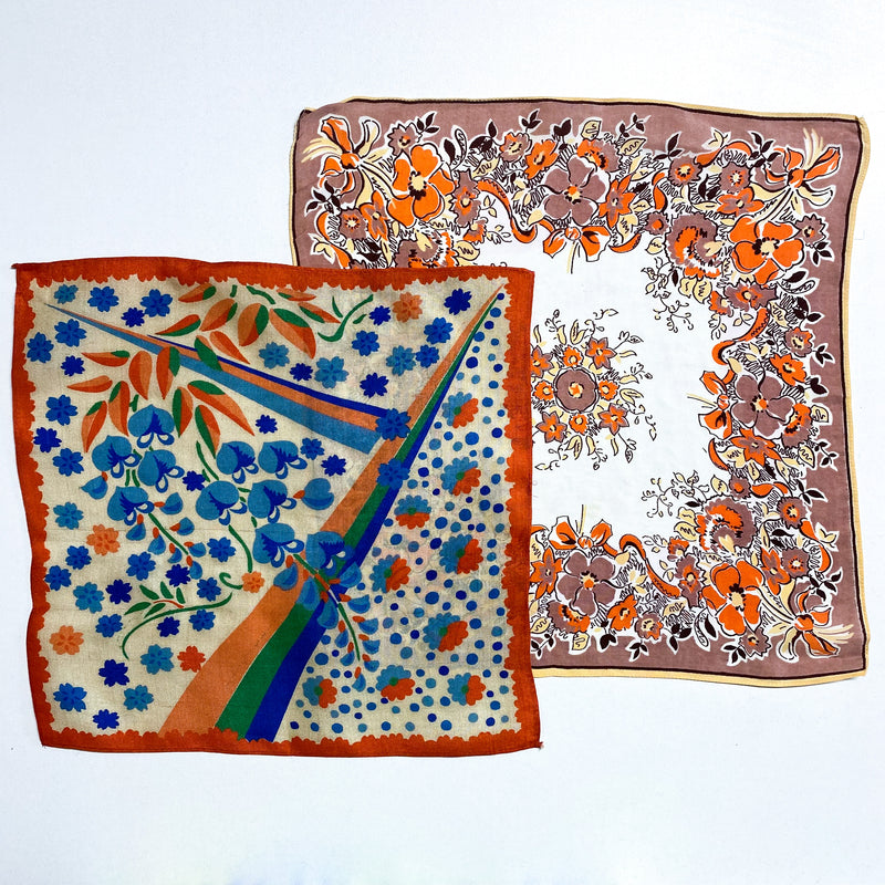 Pair of Small Vintage Silky Hankies