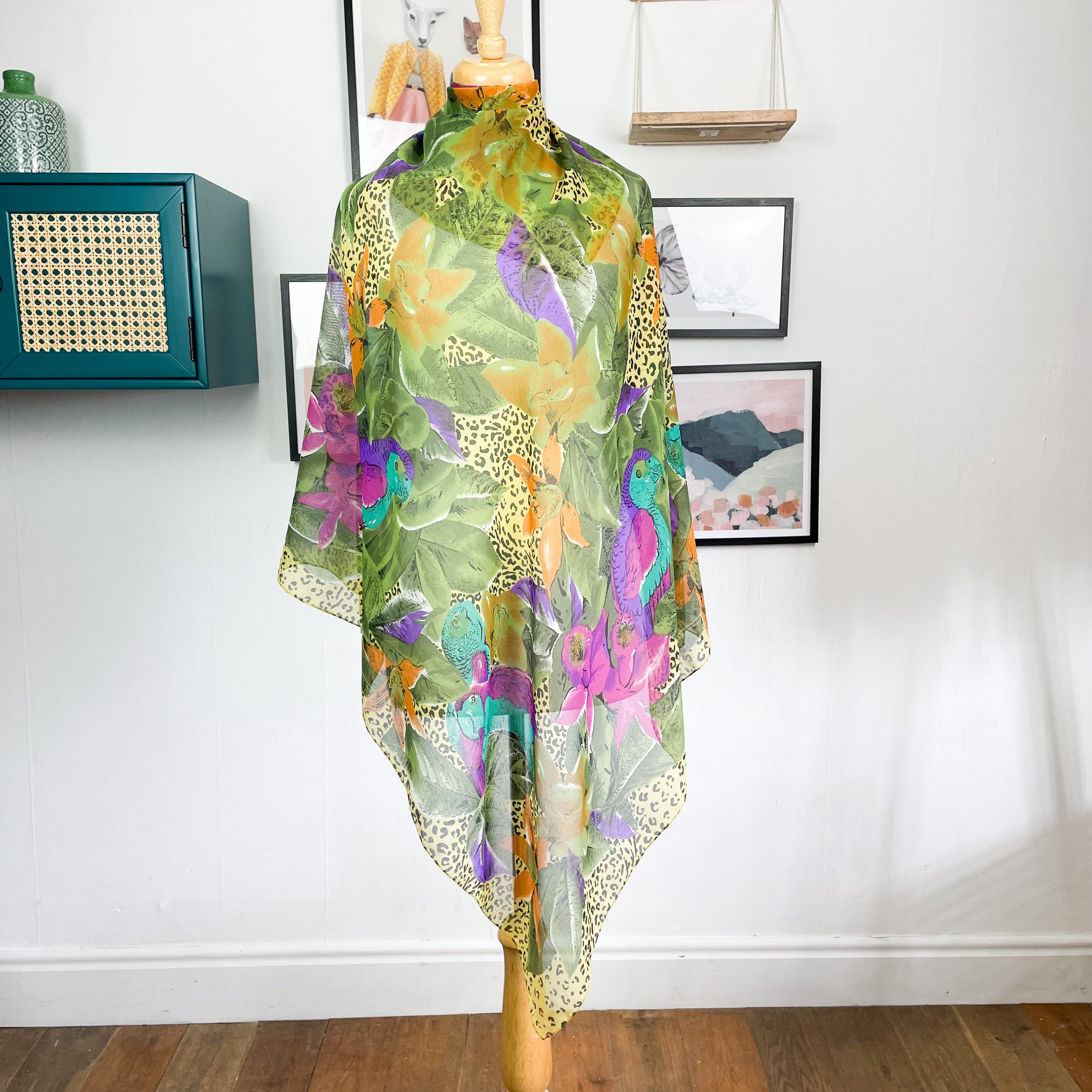 Large Modern Jungle Pattern Chiffon Scarf