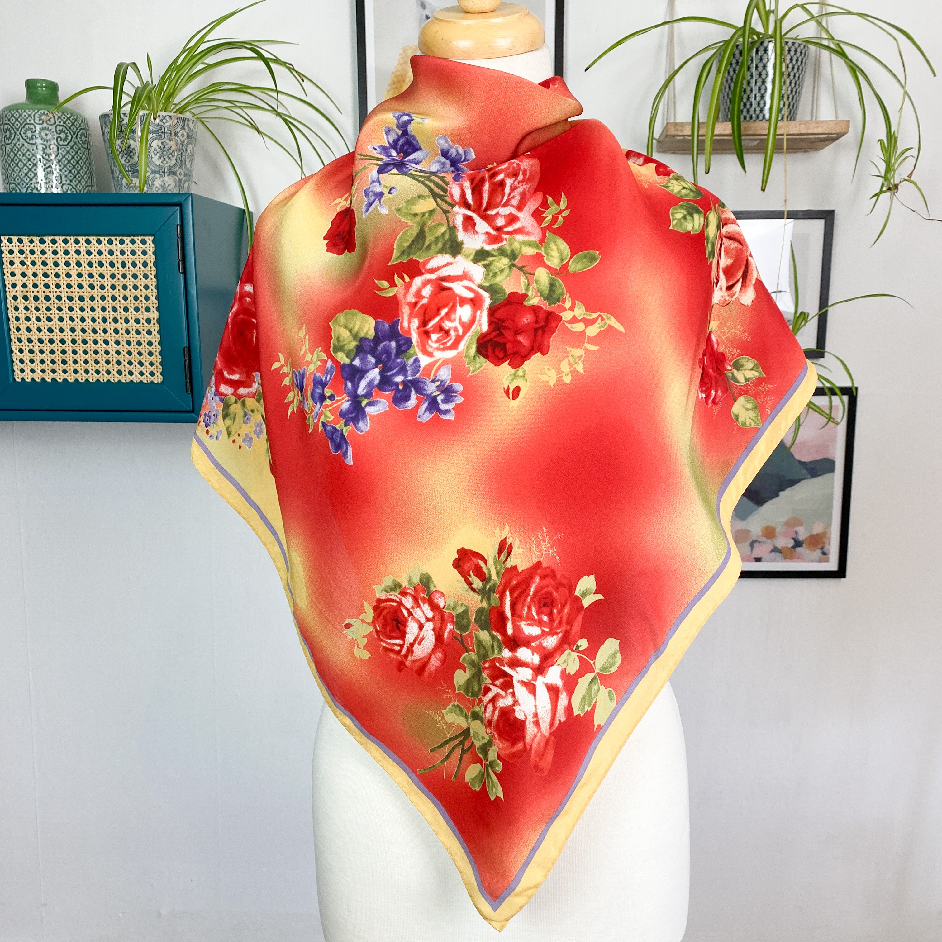 Floral Italian Chiffon Vintage Silk Scarf