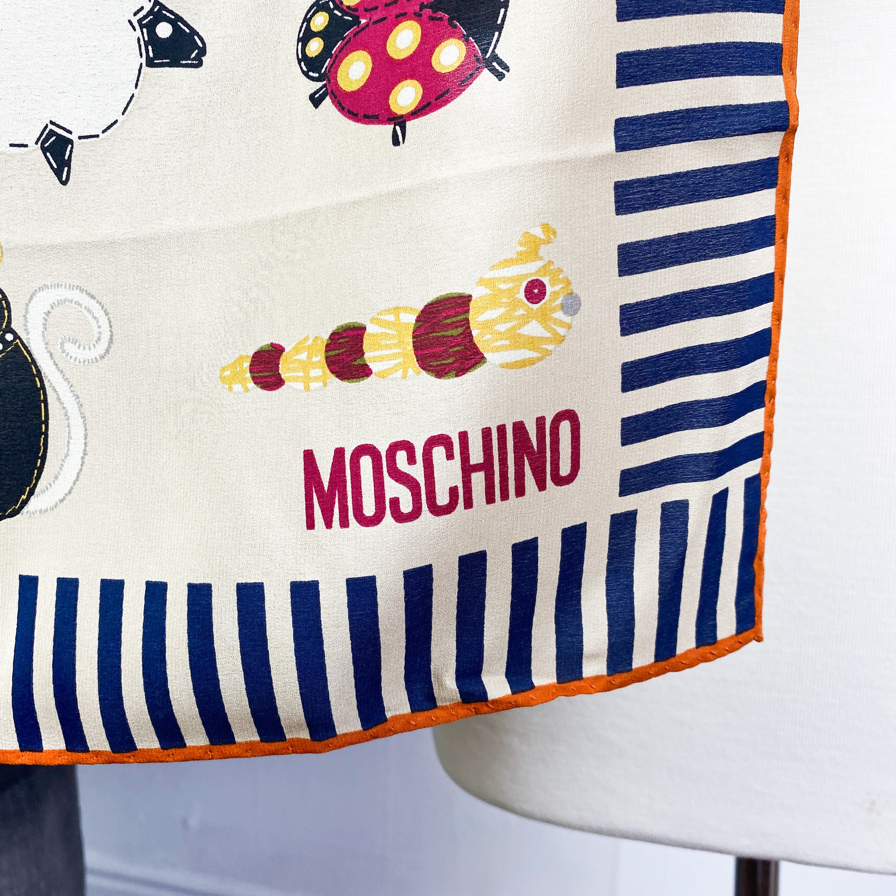 Brand New Moschino Crêpe de Chine Small Silk Scarf