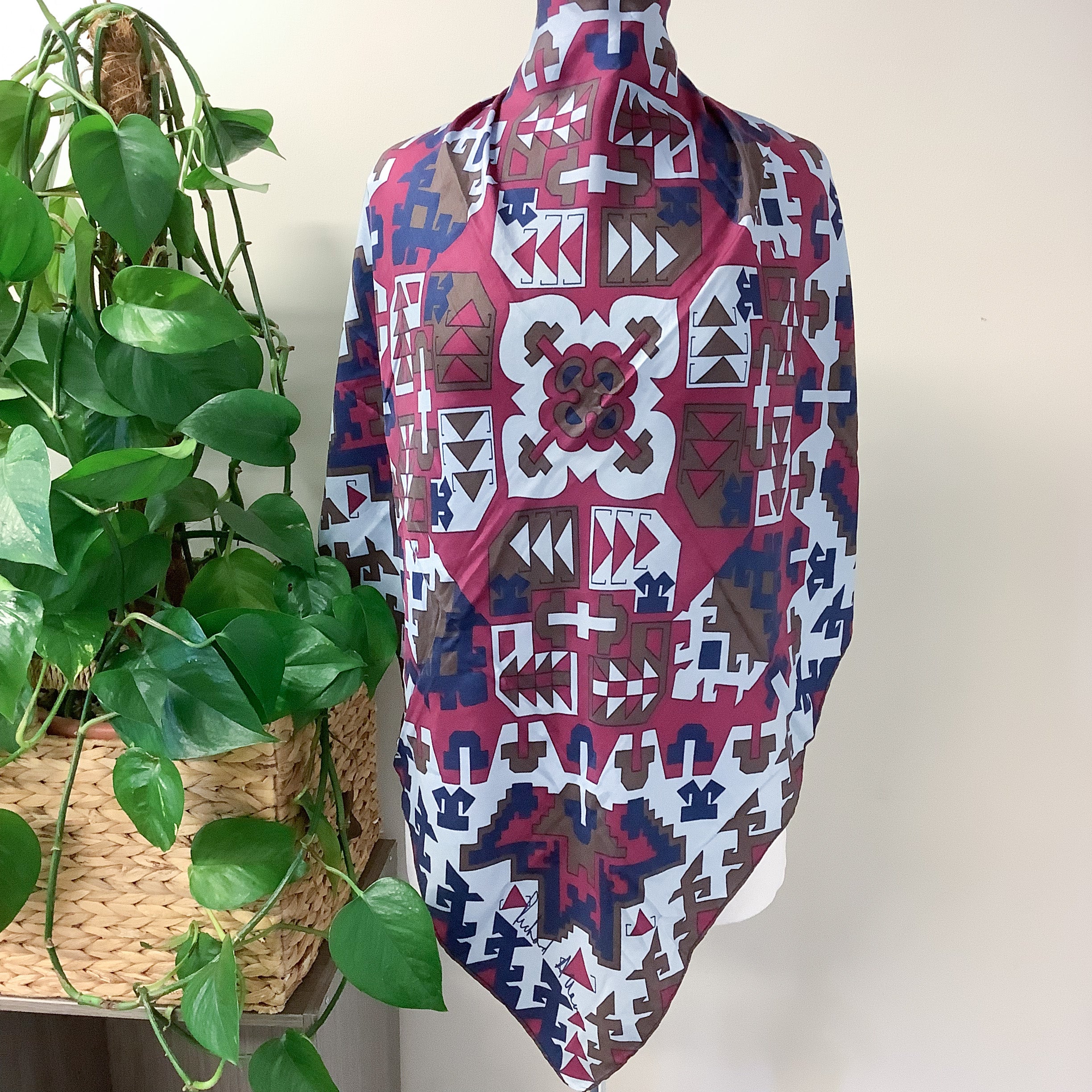 1970s Richard Allan Abstract Vintage Silk Scarf