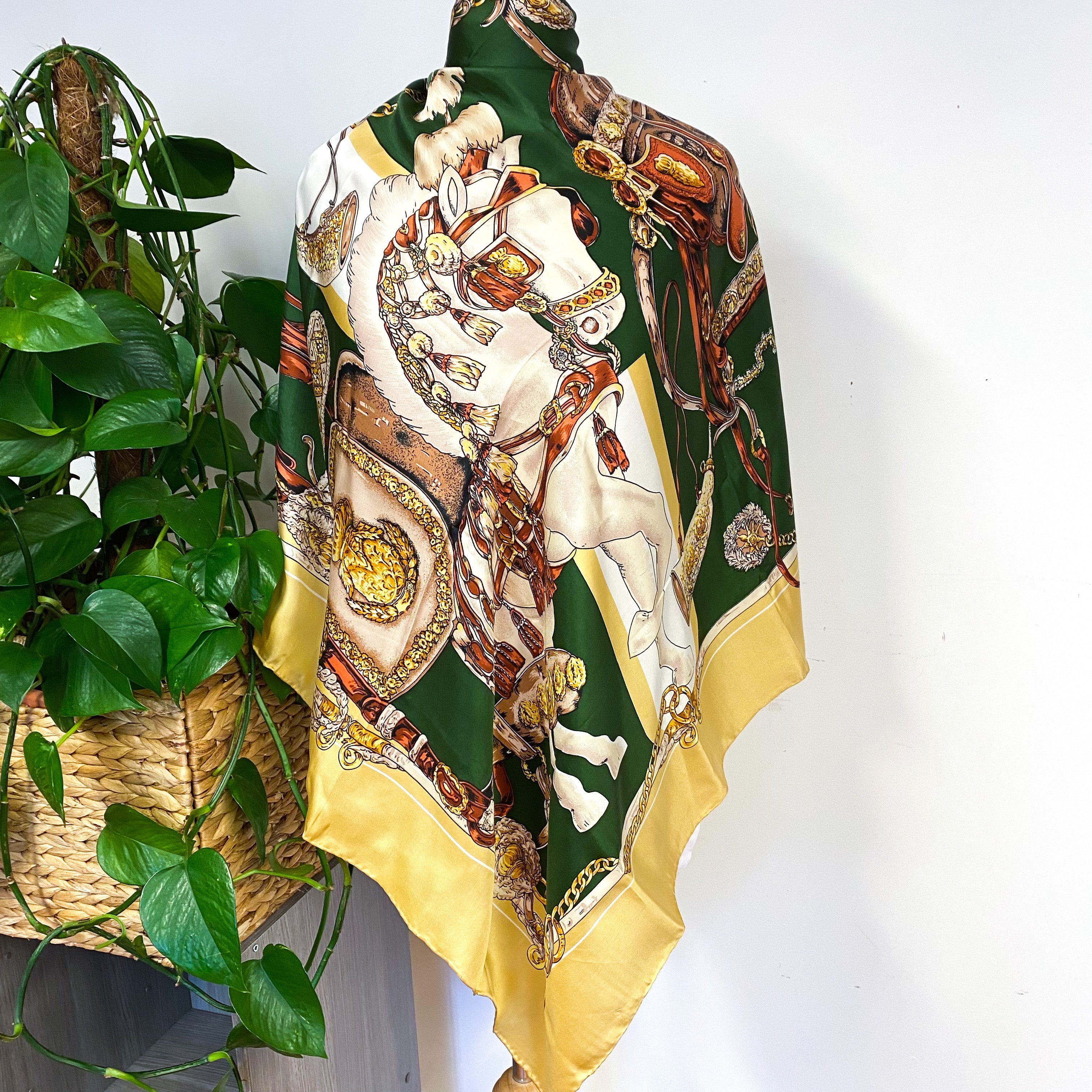 1980s Golden Camel Vintage Silk Scarf