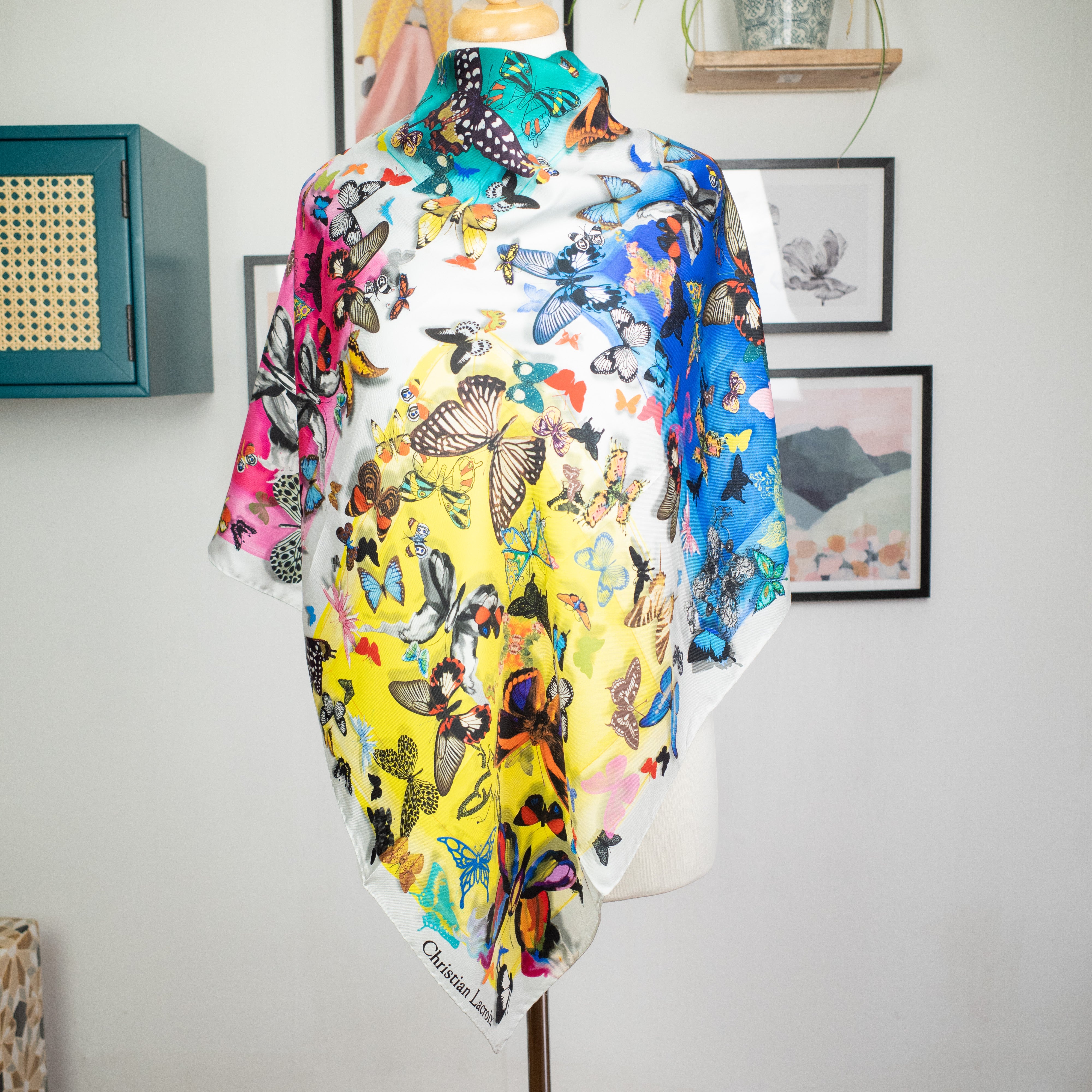 Christian Lacroix Butterfly Designer Silk Scarf
