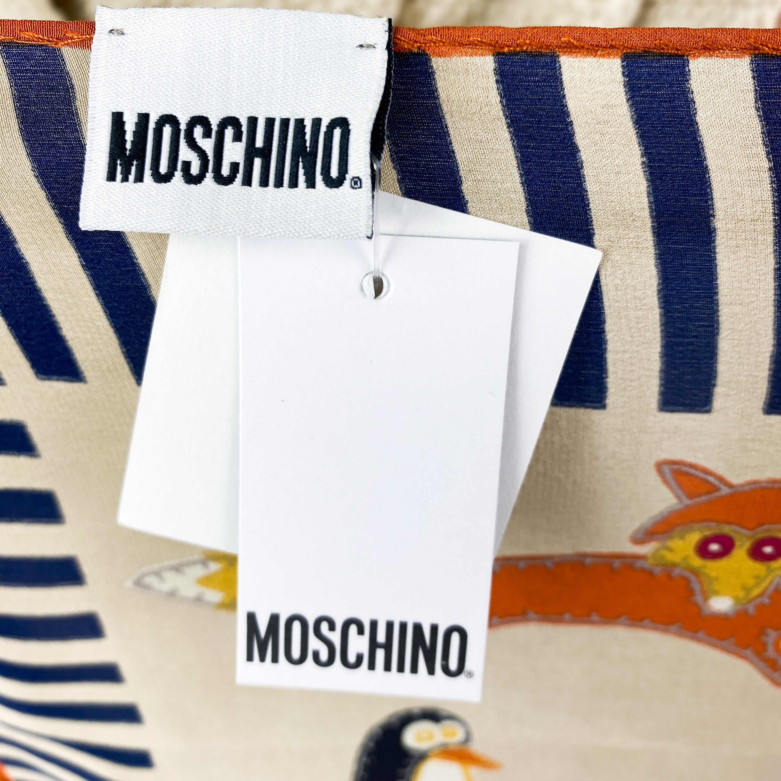 Brand New Moschino Crêpe de Chine Small Silk Scarf