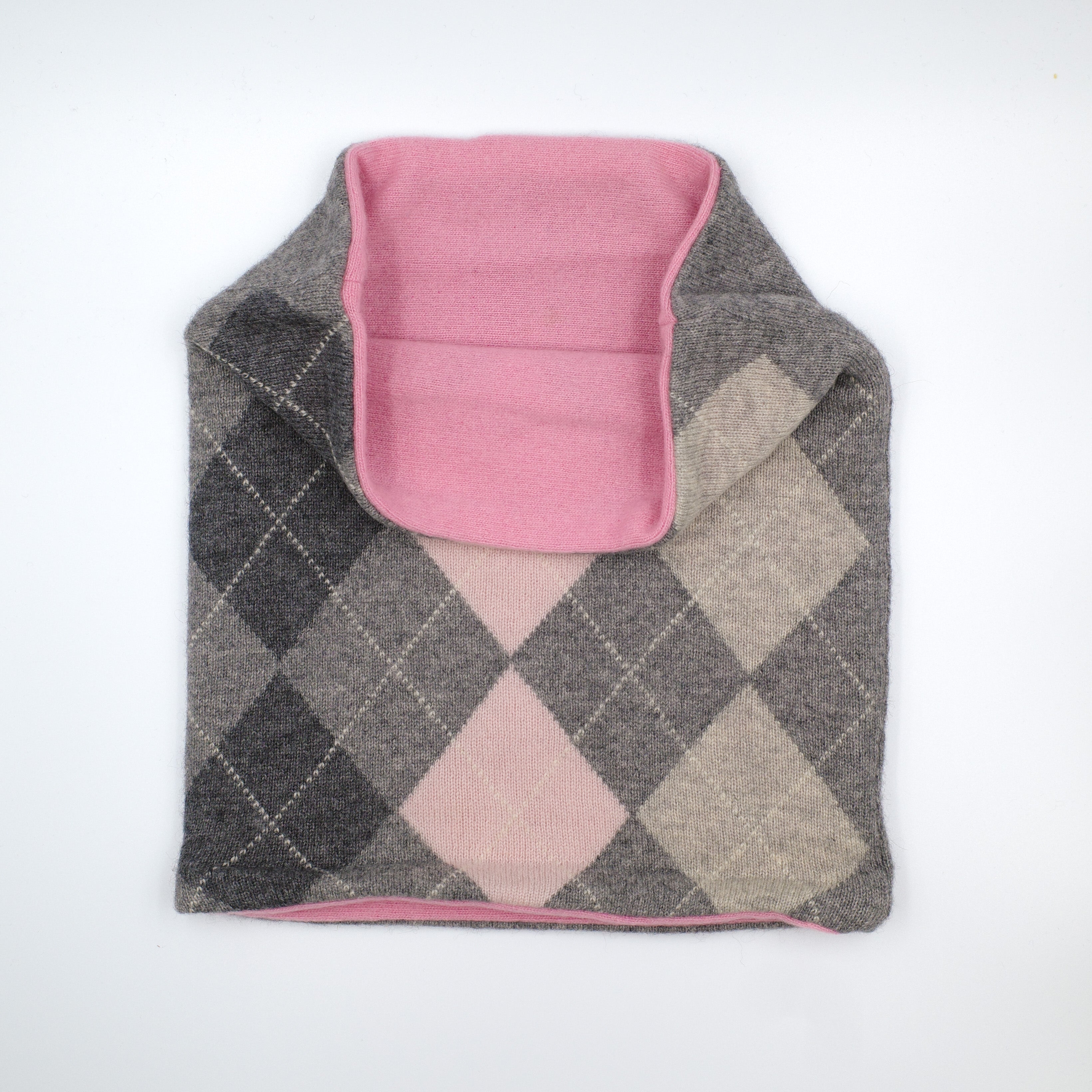 Sugarmouse Pink and Grey Diamond Luxury Double Layered Snood
