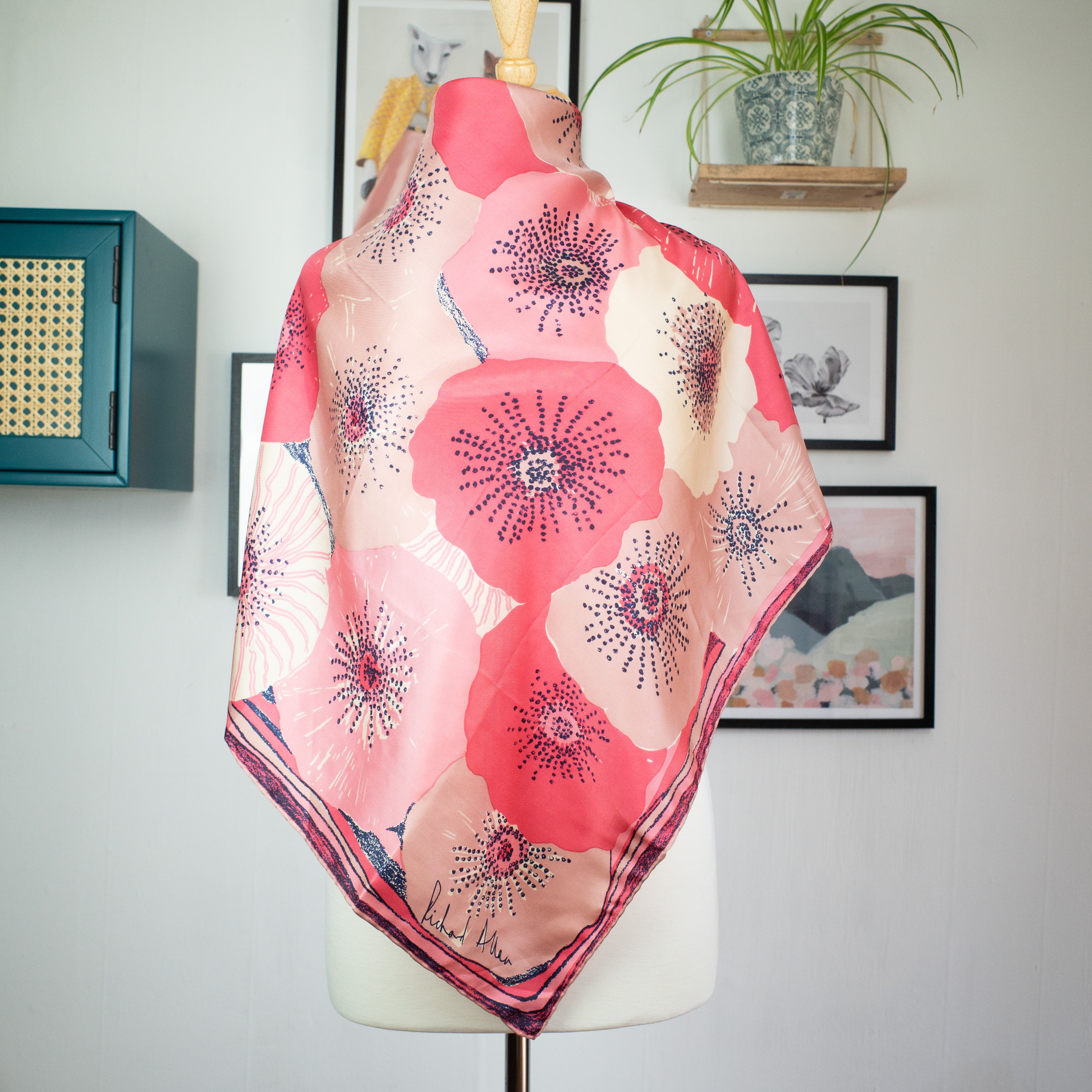 1970s Richard Allan Floral Vintage Silk Scarf