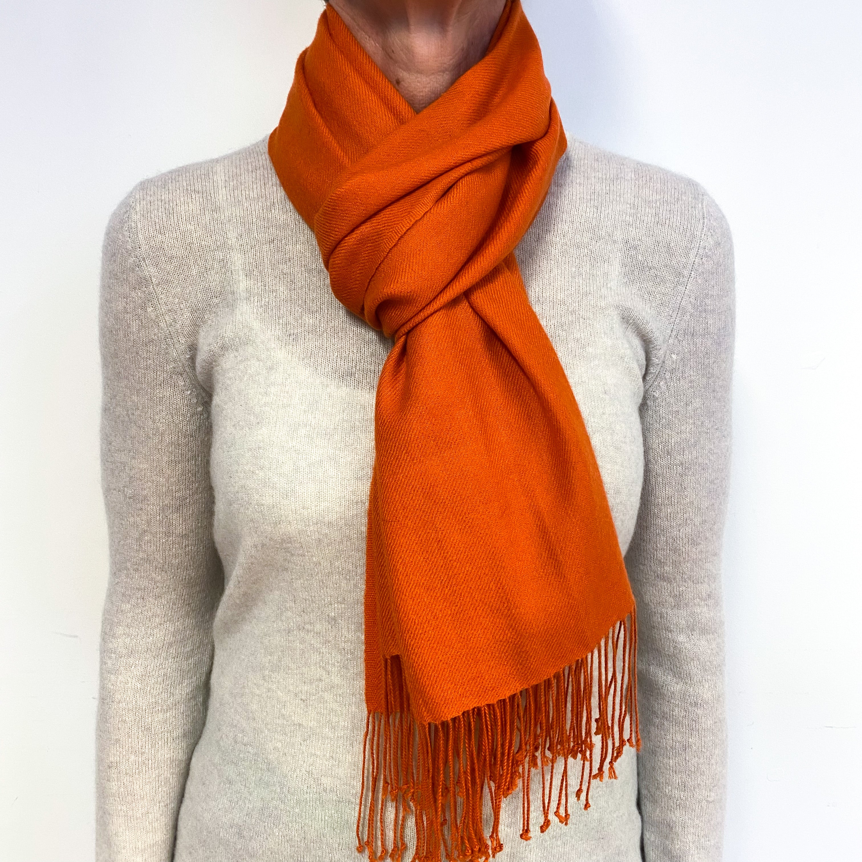 Burnt Orange Woven Cashmere Pashmina Scarf