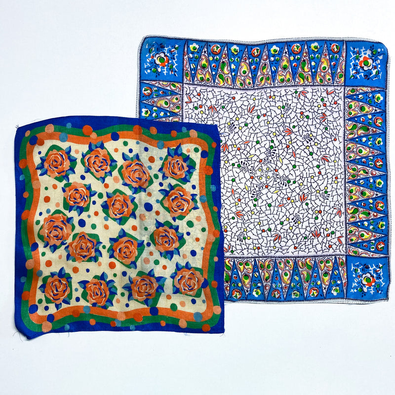 Pair of Small Vintage Silky Hankies