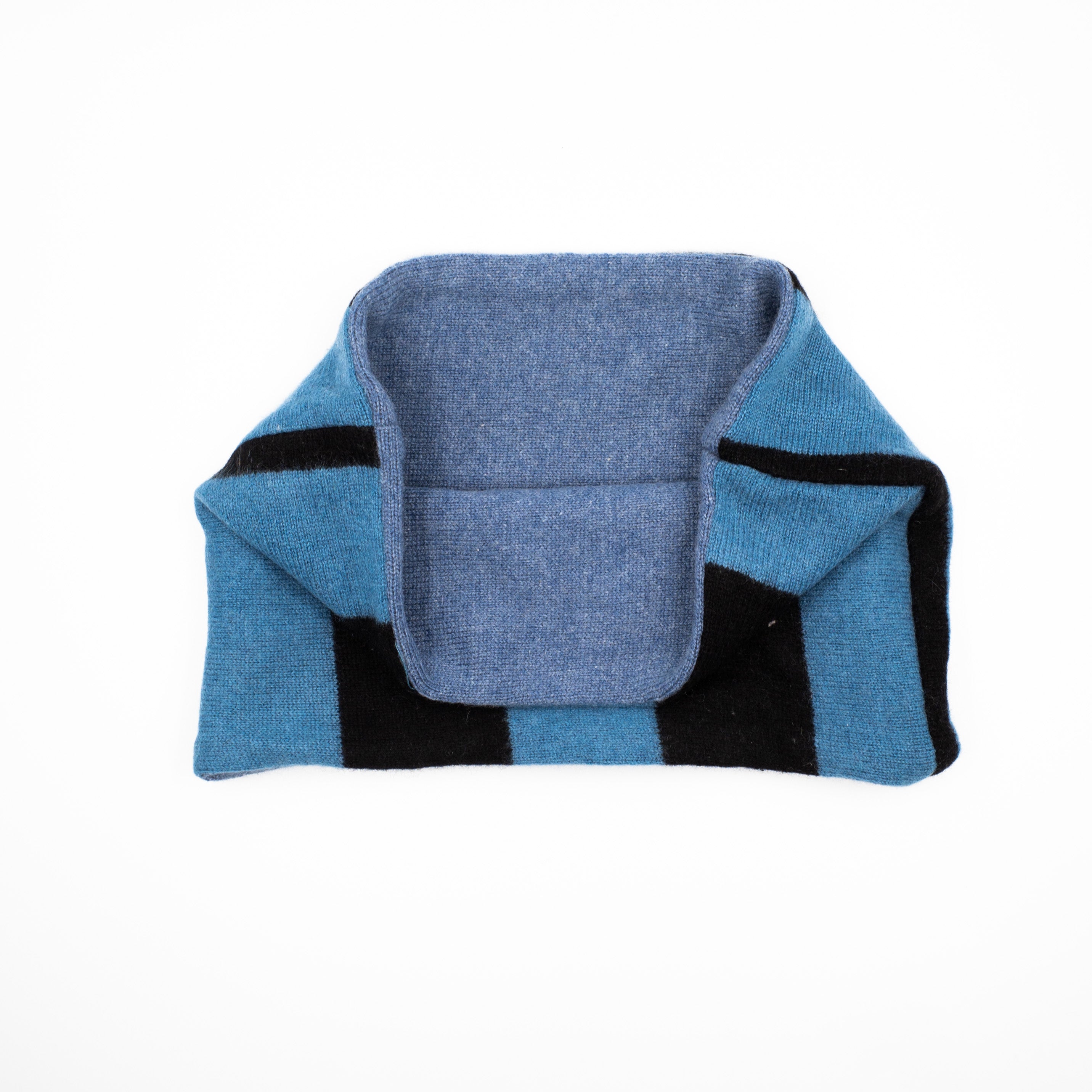 Men’s Stripe Black and Petrol Blue with Denim Blue Neck Warmer