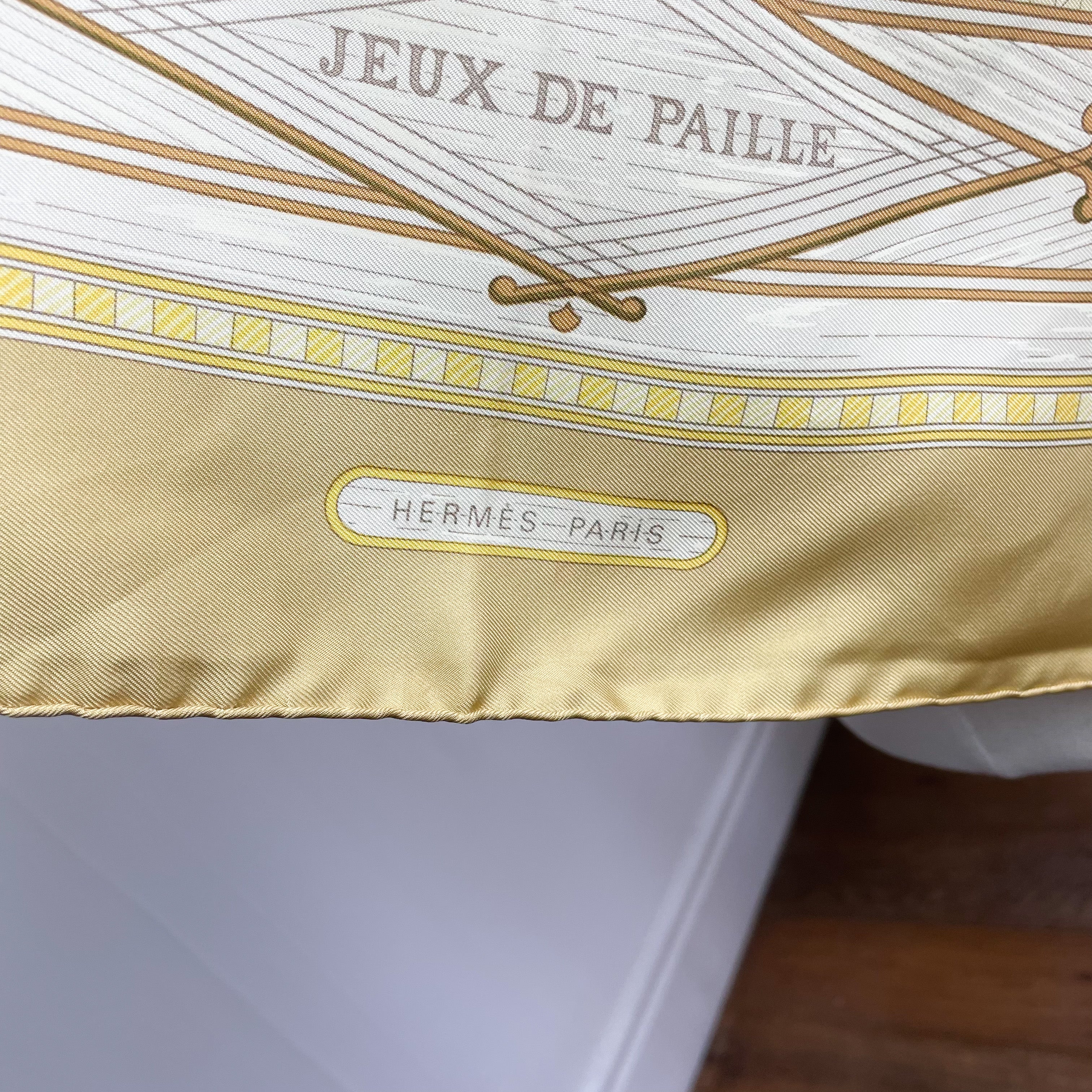 Boxed Hermes Jeux de Pailles 1984 Vintage Silk Scarf