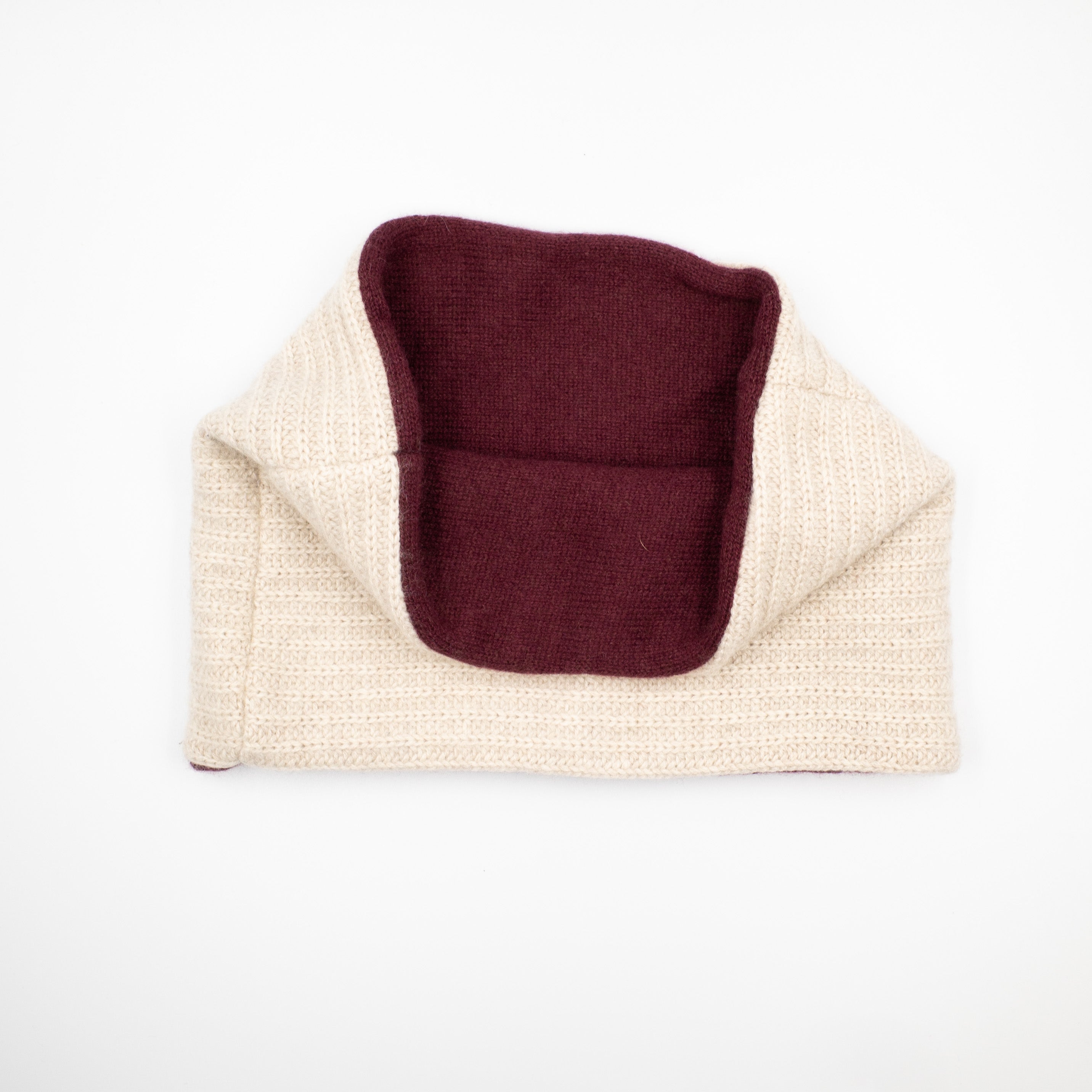 Oatmeal Ribbed and Burgundy Neck Warmer