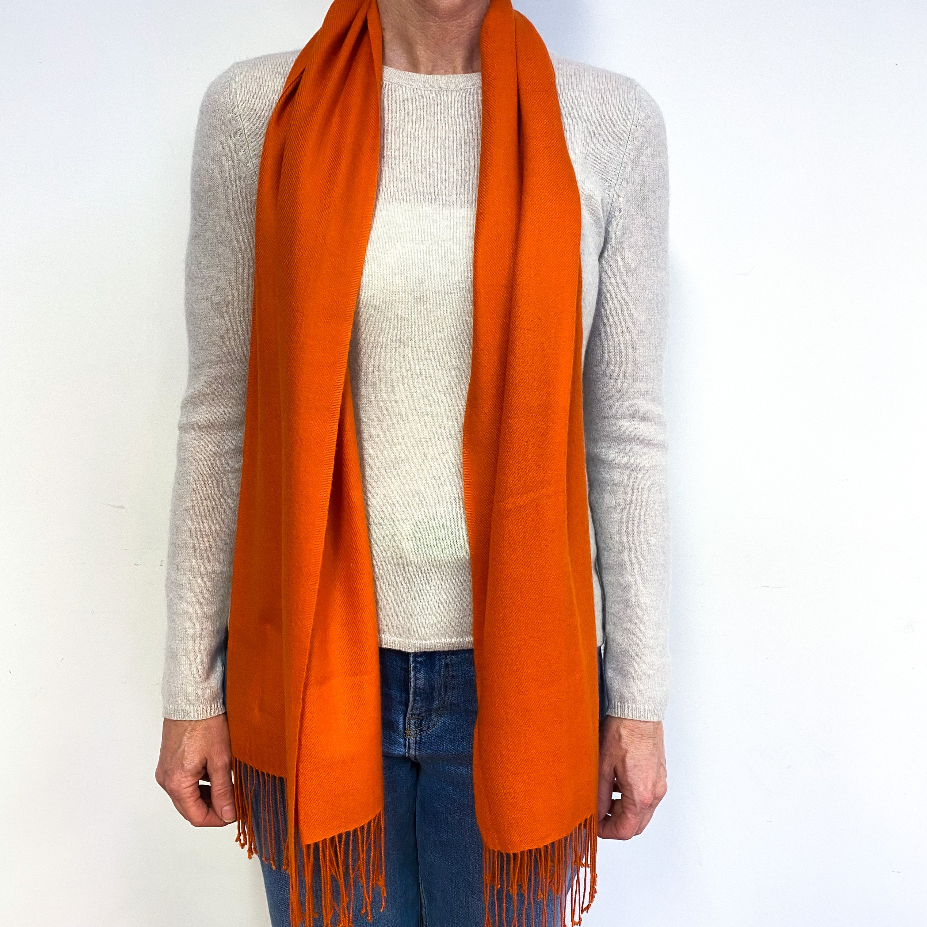 Burnt Orange Woven Cashmere Pashmina Scarf