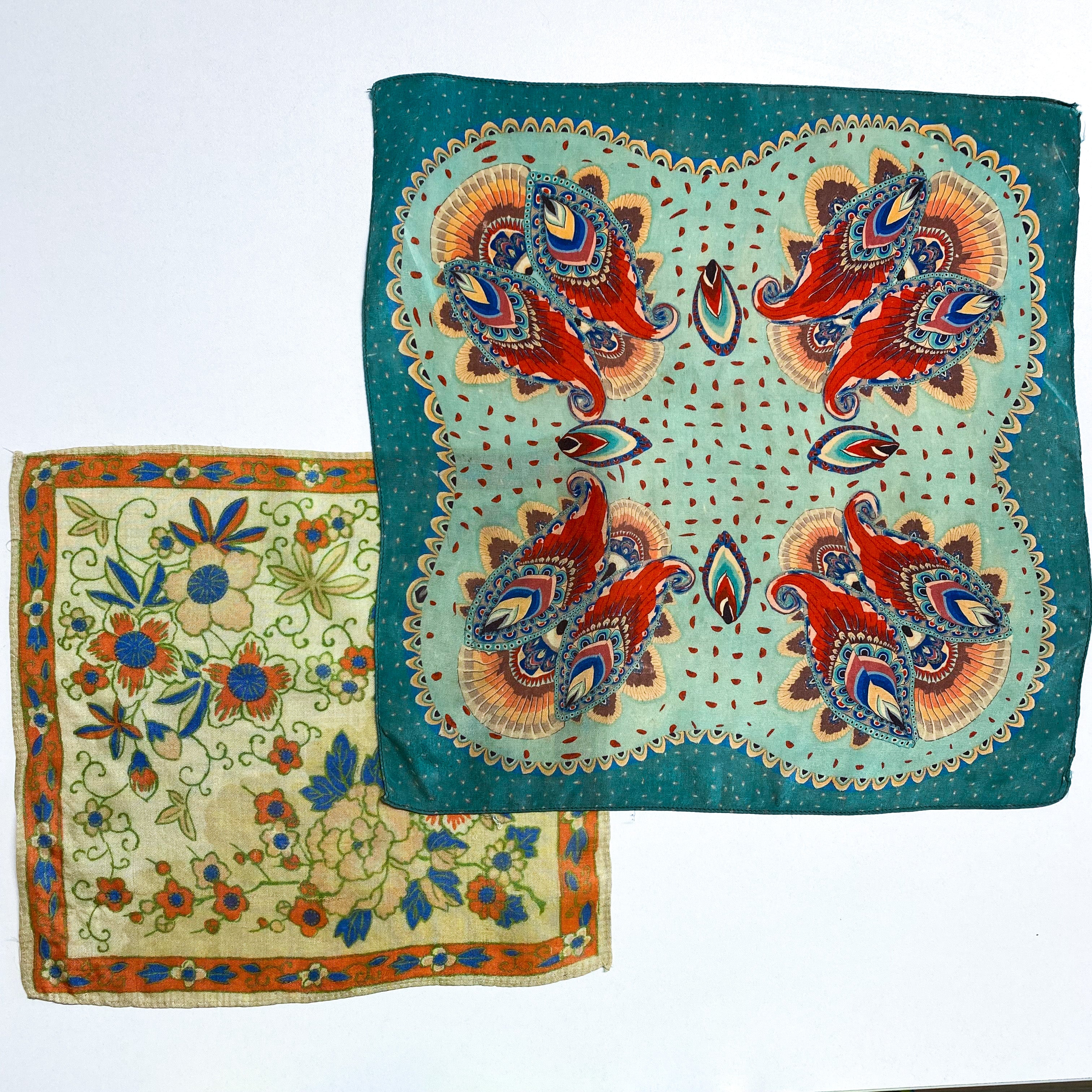 Pair of Small Vintage Silky Hankies