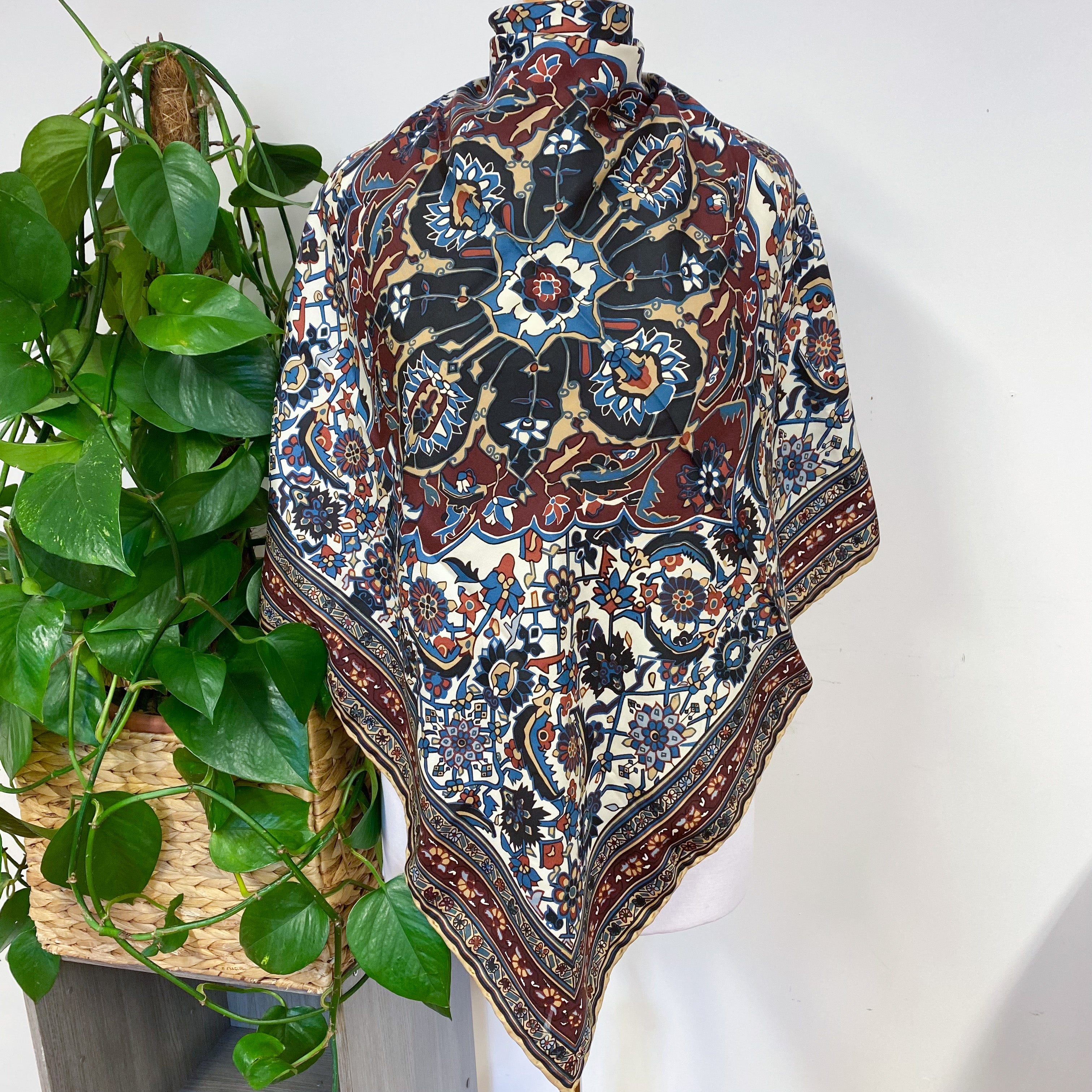 Beckford Geometric Floral Vintage Silk Scarf