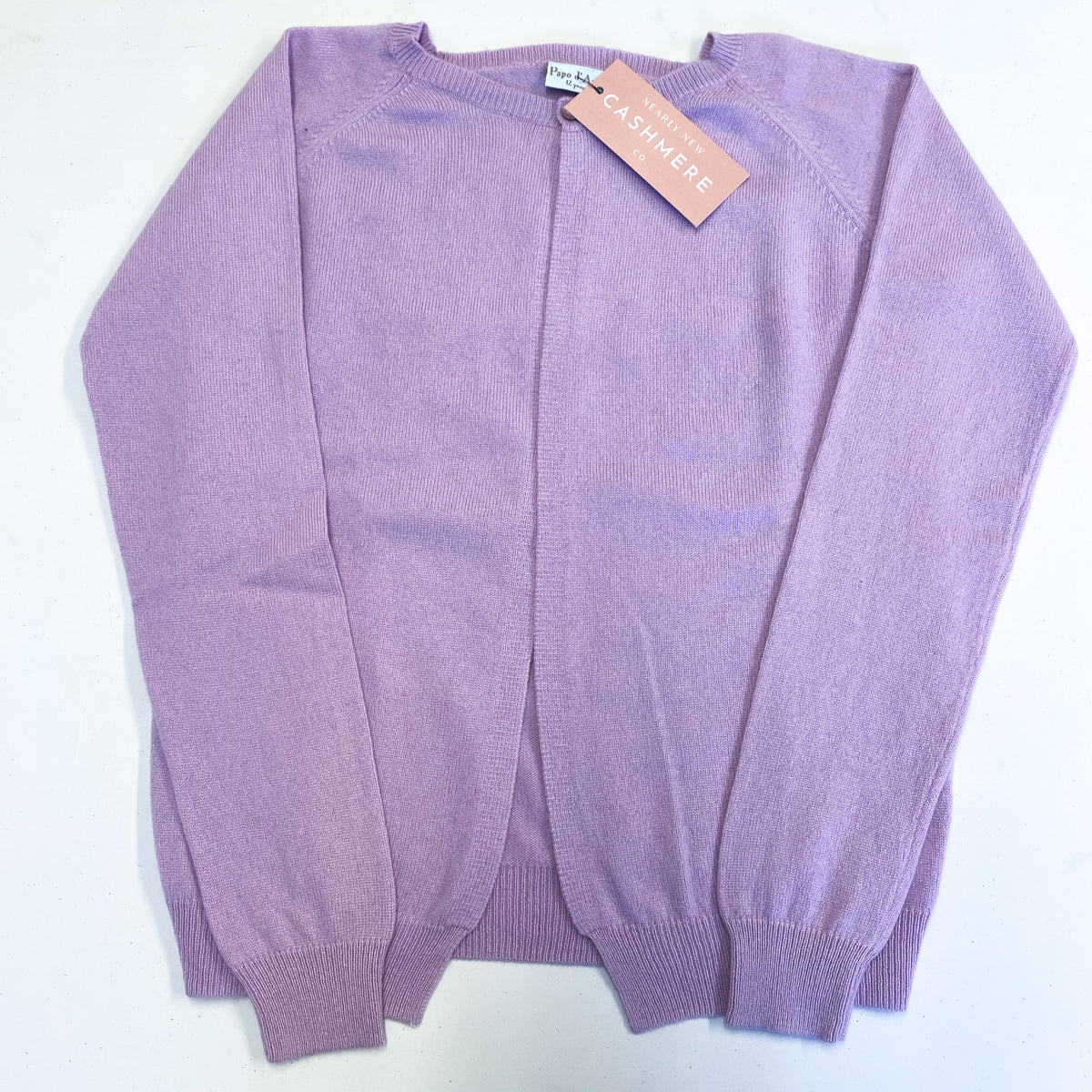 Children’s Lilac Purple Cashmere Crew Neck Cardigan Age 12