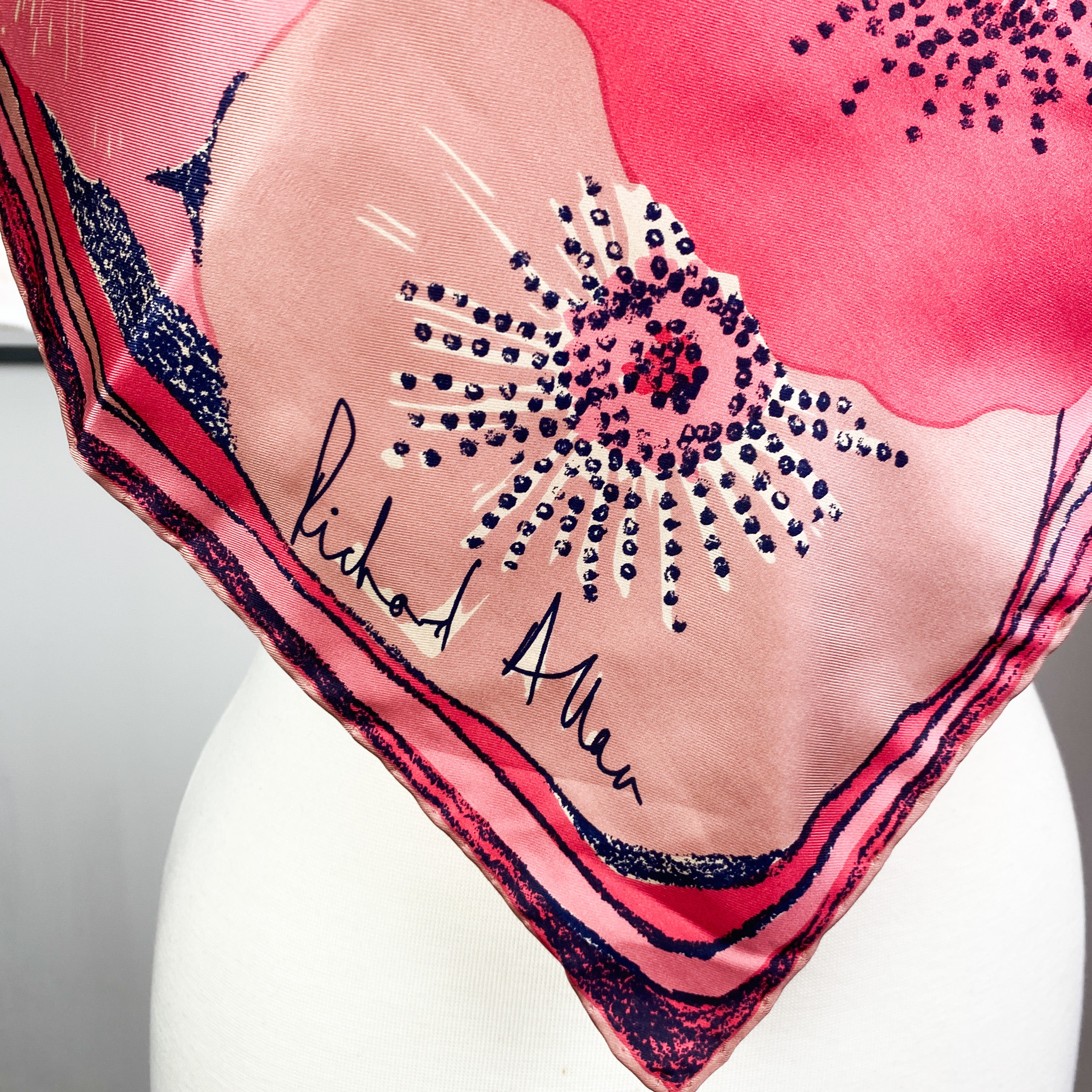 1970s Richard Allan Floral Vintage Silk Scarf