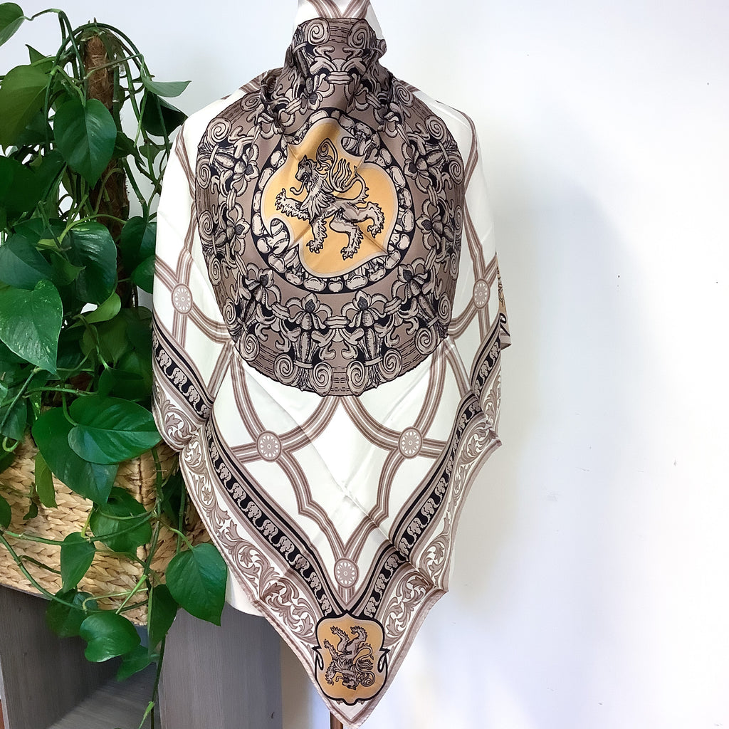 Brand New Italian Shield Design Silk Scarf