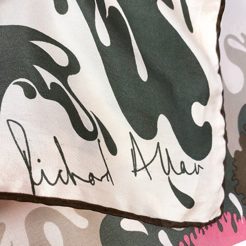 1970s Richard Allan Floral Abstract Vintage Silk Scarf