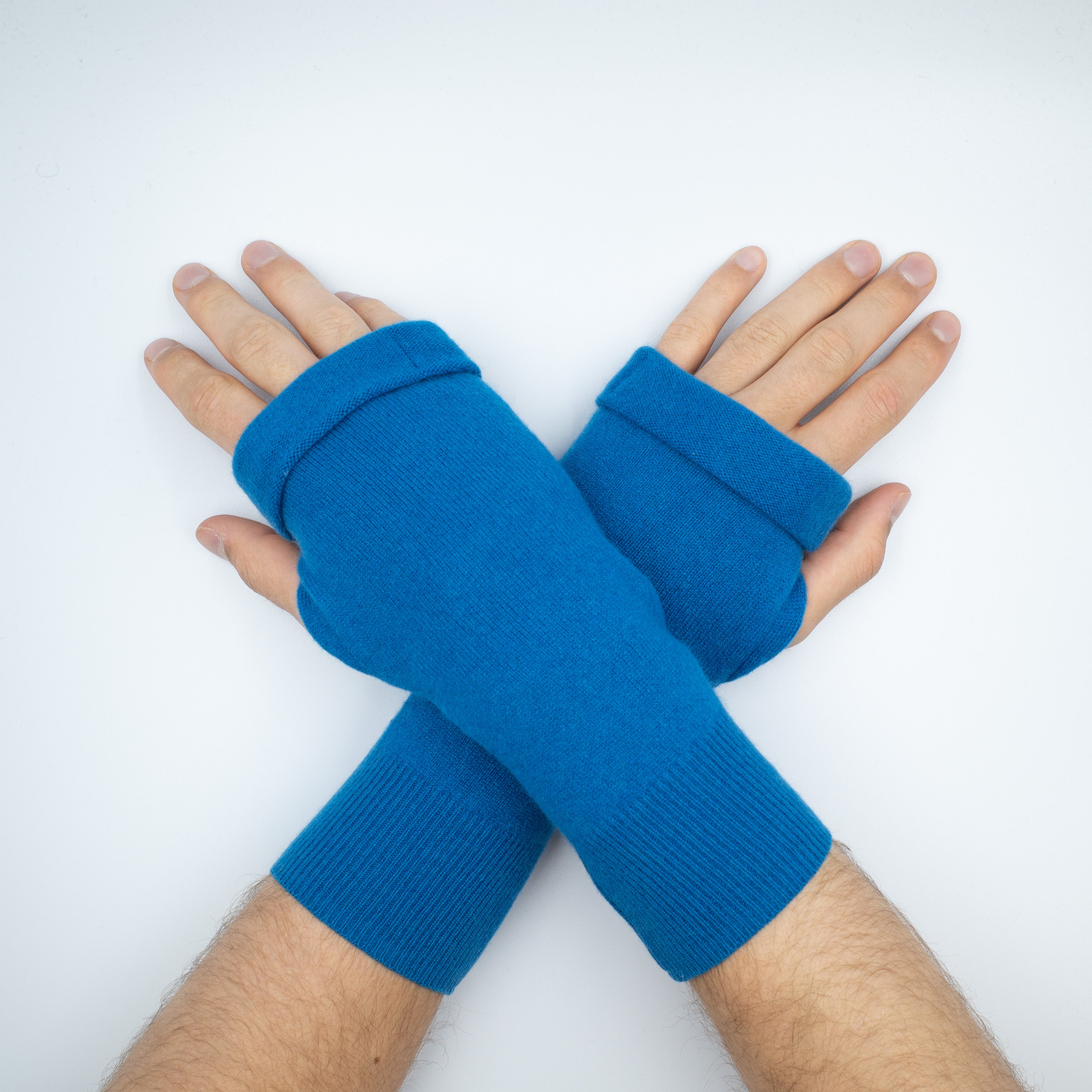 Men’s Peacock Blue Fingerless Gloves