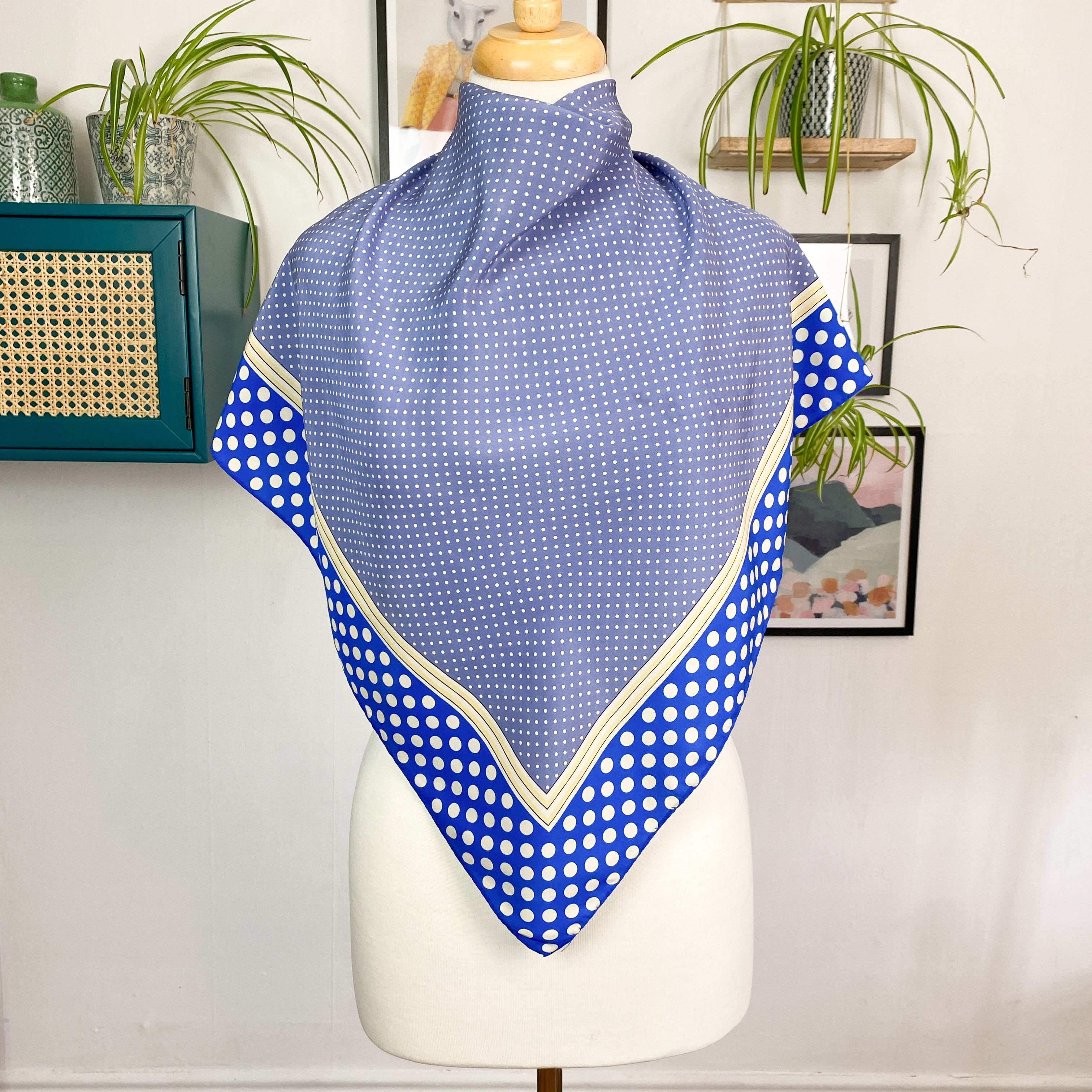 Pretty Spotty Small Vintage Silk Scarf