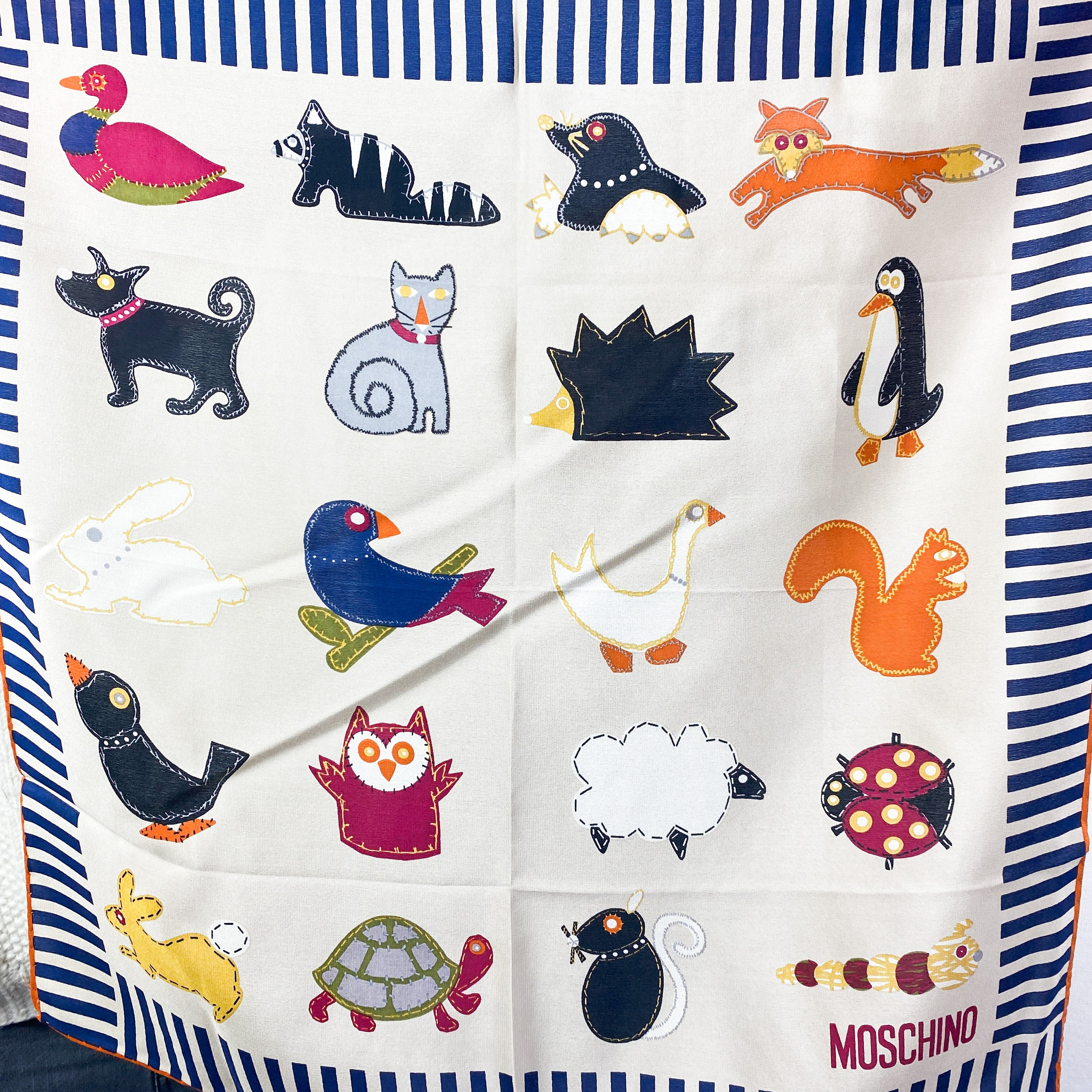 Brand New Moschino Crêpe de Chine Small Silk Scarf