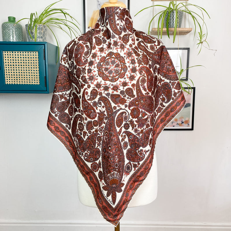 1970s Richard Allan Paisley Vintage Silk Scarf