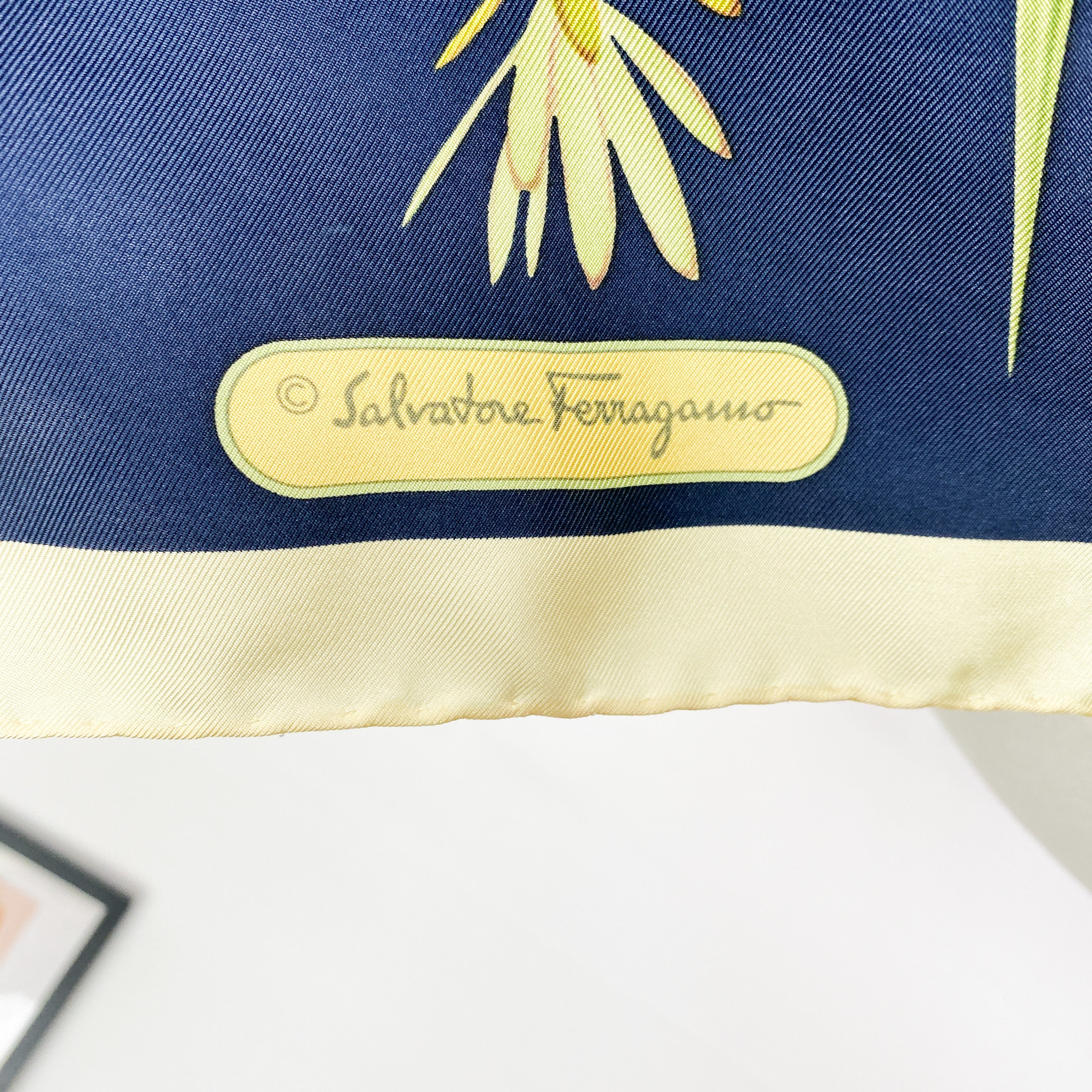 Salvatore Ferragamo Floral Design Vintage Silk Scarf