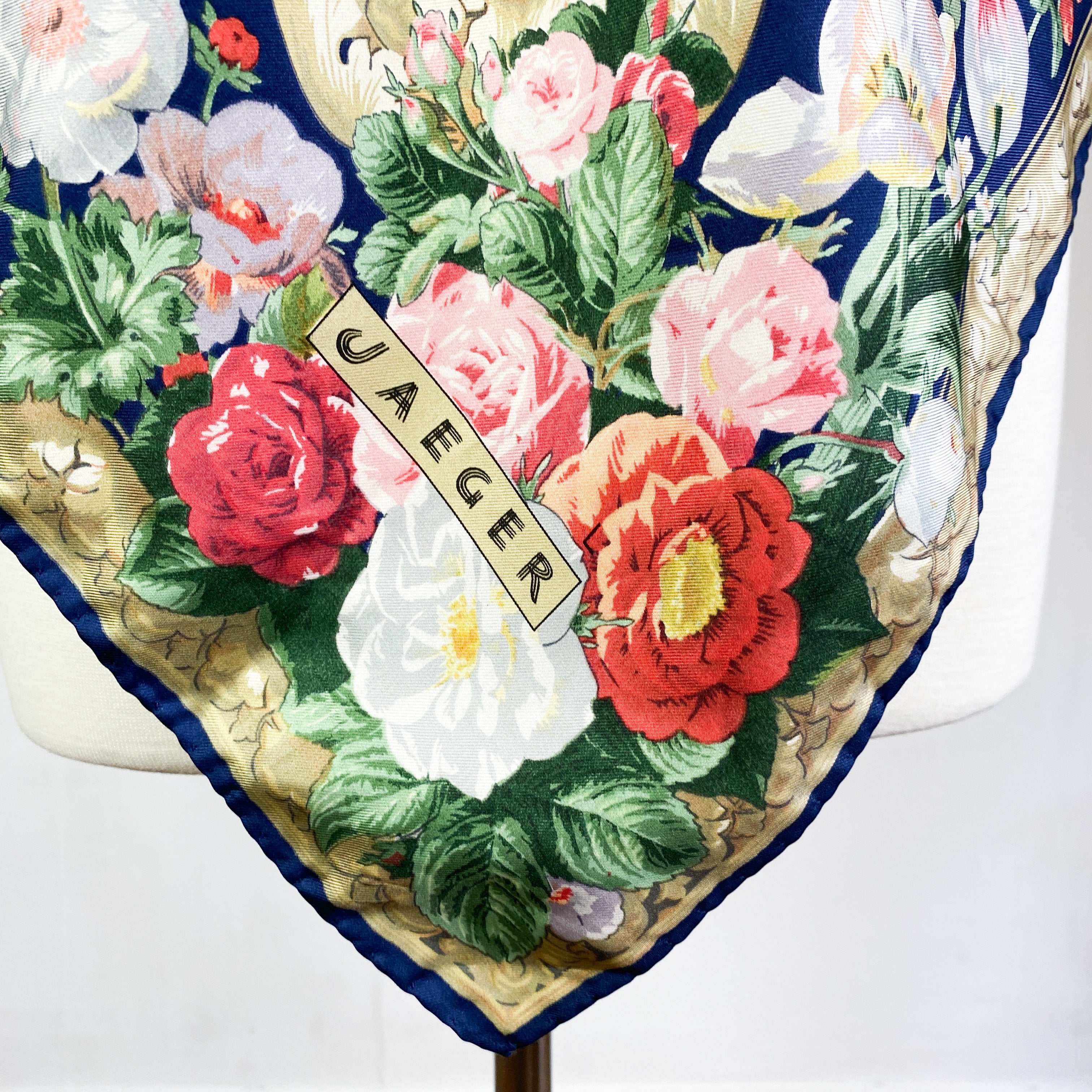 Large Jaeger Floral Vintage Silk Scarf