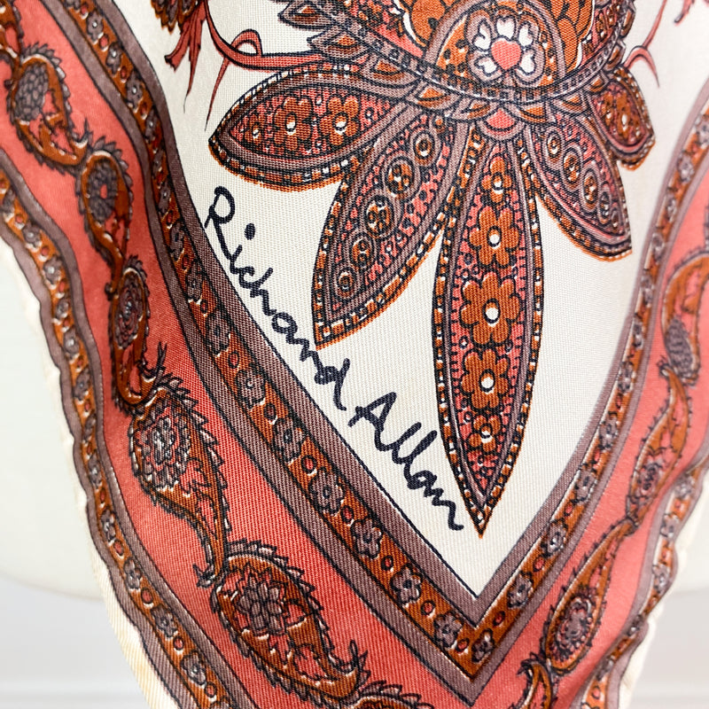 1970s Richard Allan Paisley Vintage Silk Scarf