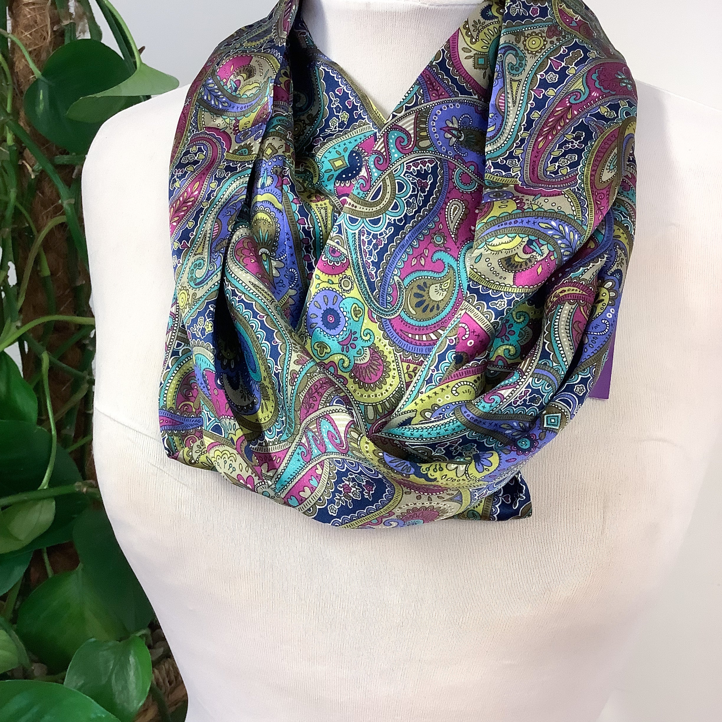 Boxed Ladycrow Paisley Design Modern Silk Scarf