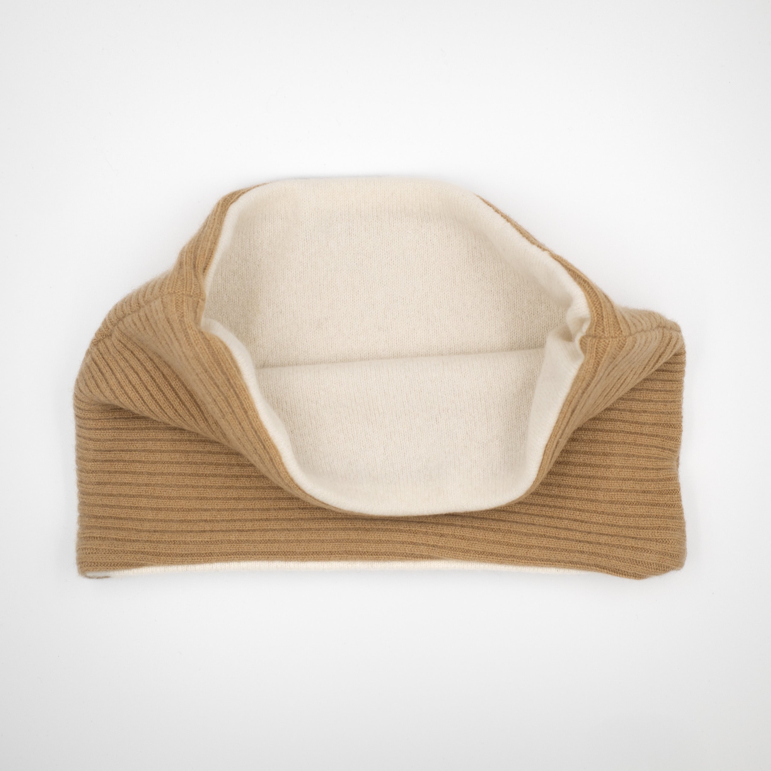 Cream and Camel Rib Neck Warmer
