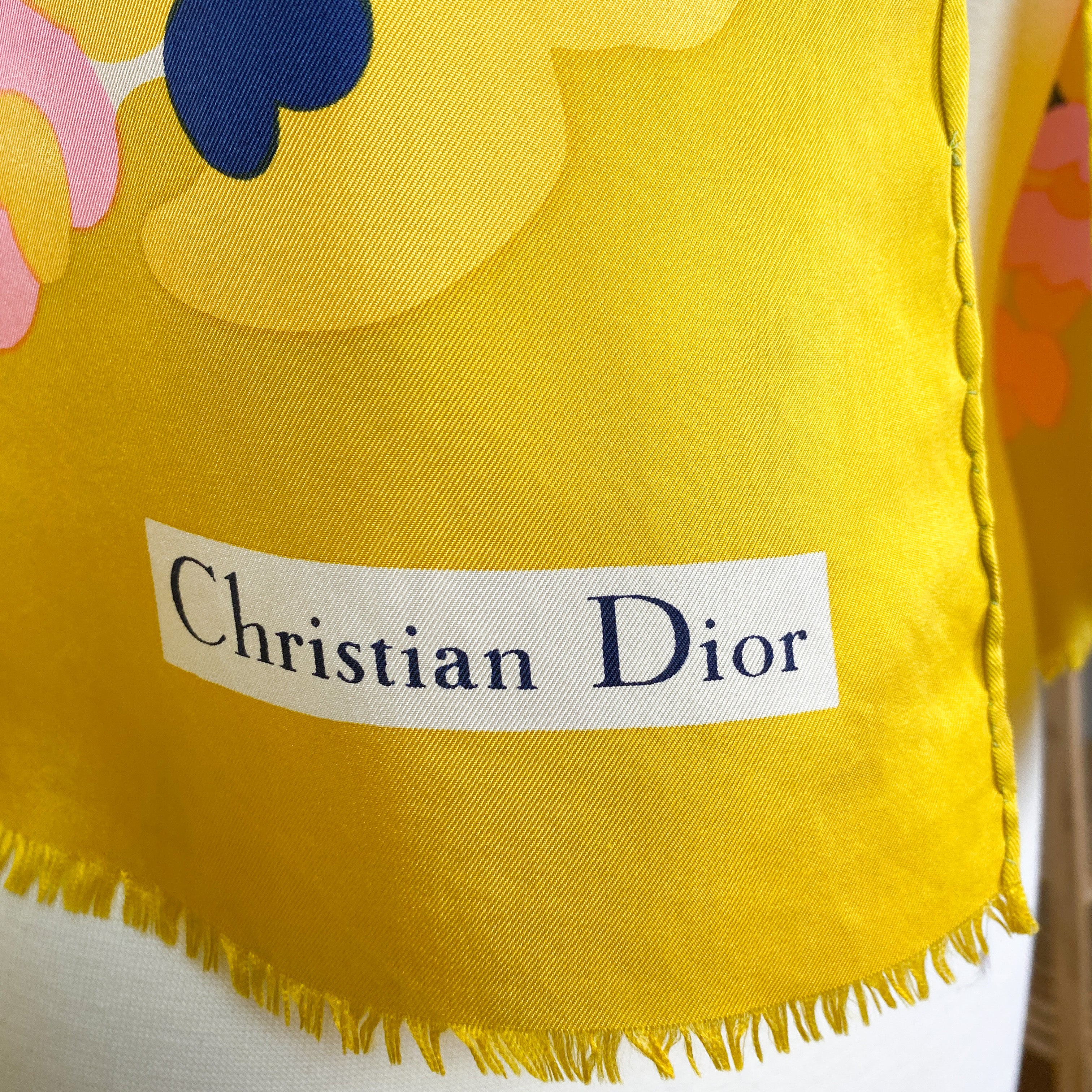 1960s Christian Dior Designer Vintage Silk Scarf