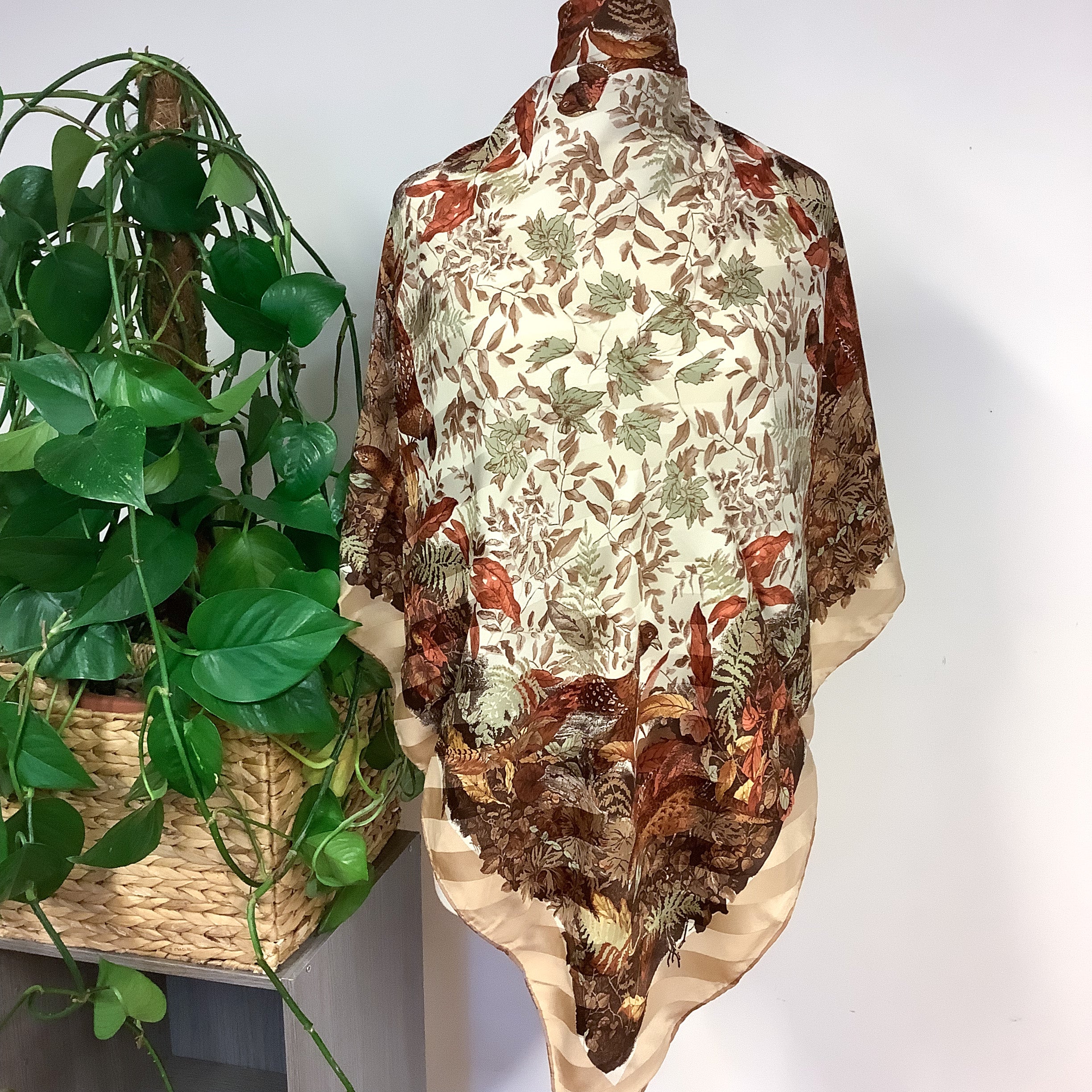 1990s Codello Pheasant Design Vintage Silk Scarf