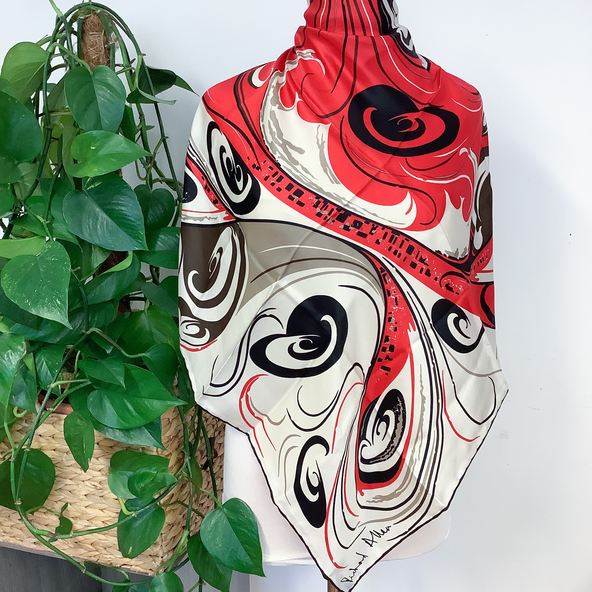 1970s Richard Allan Abstract Vintage Silk Scarf