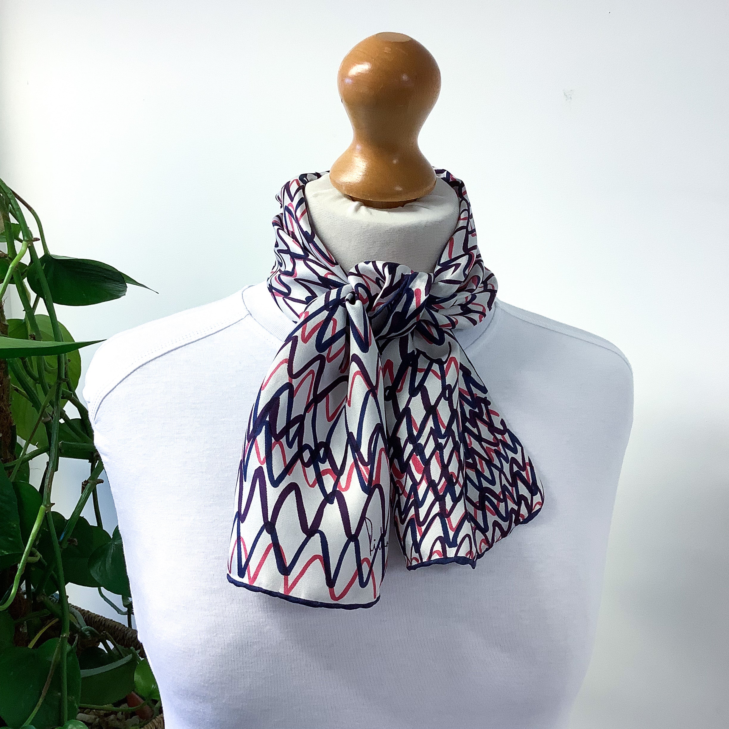 1970s Richard Allan Abstract Design Vintage Silk Scarf