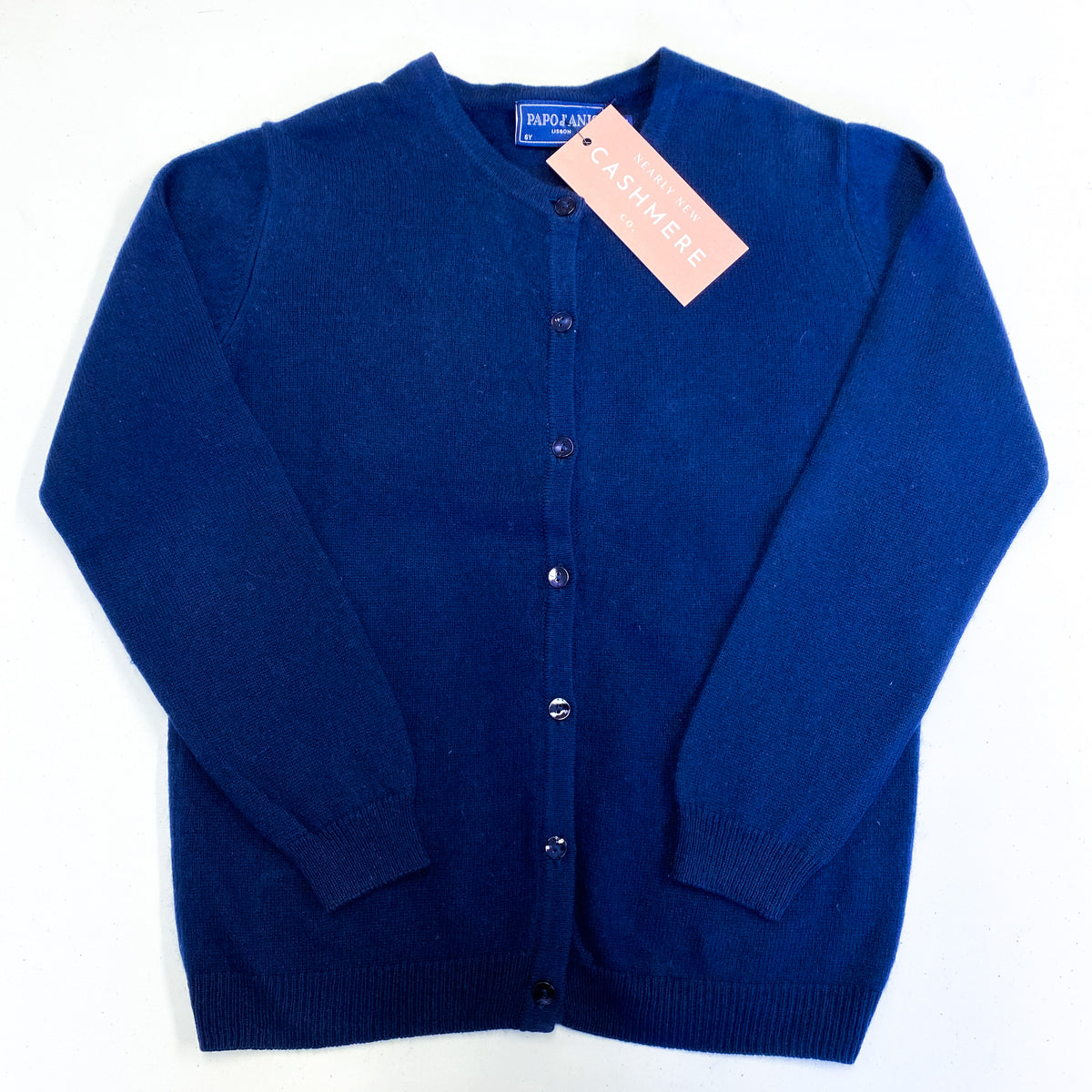 Children’s Dark Navy Blue Cashmere Crew Neck Cardigan Age 6