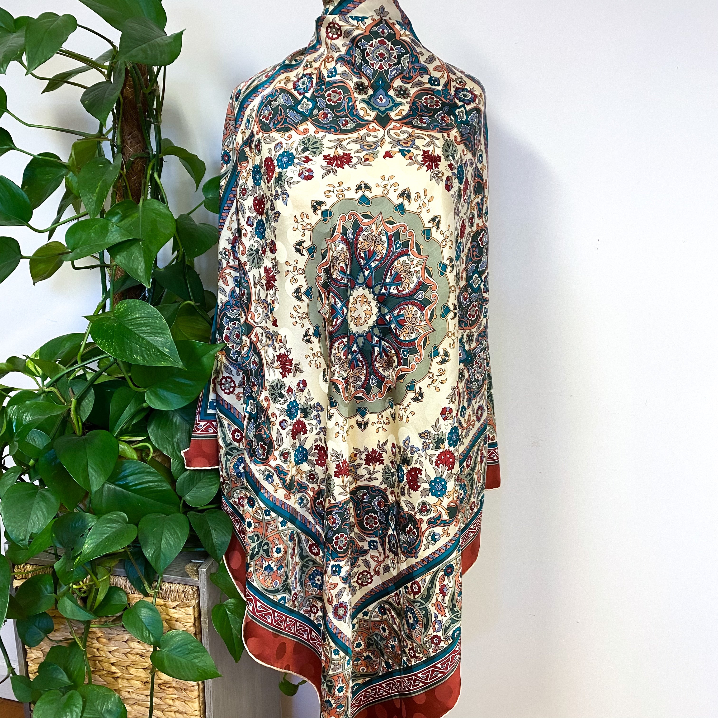 Huge 1990’s Floral Vintage Silk Scarf