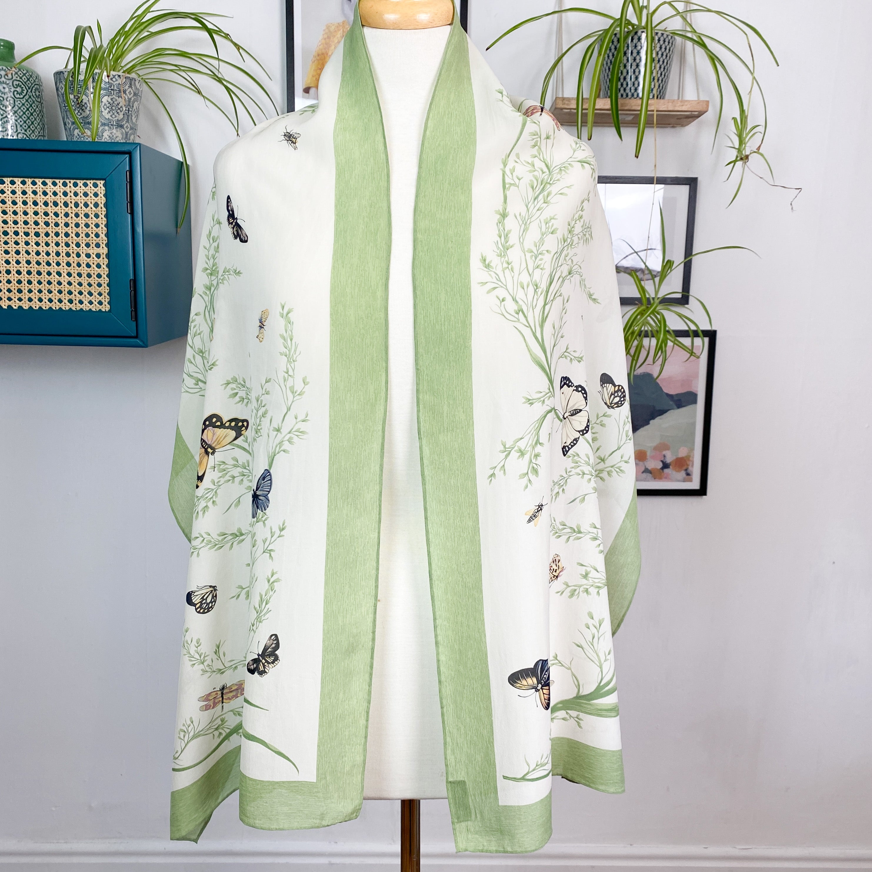 Long Jim Thompson Butterflies Vintage Silk Scarf