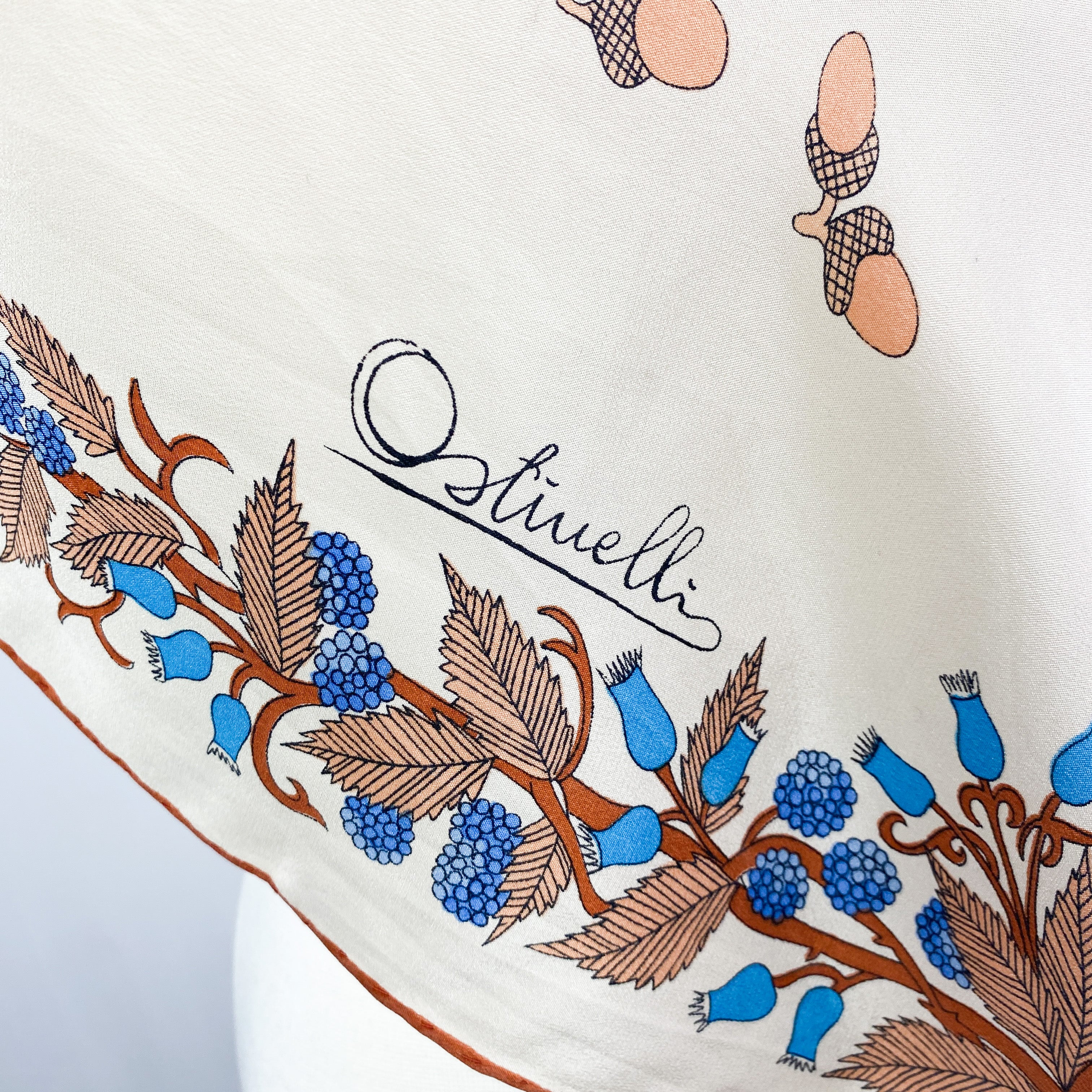 Unworn Crêpe Ostinelli Italian Vintage Silk Scarf