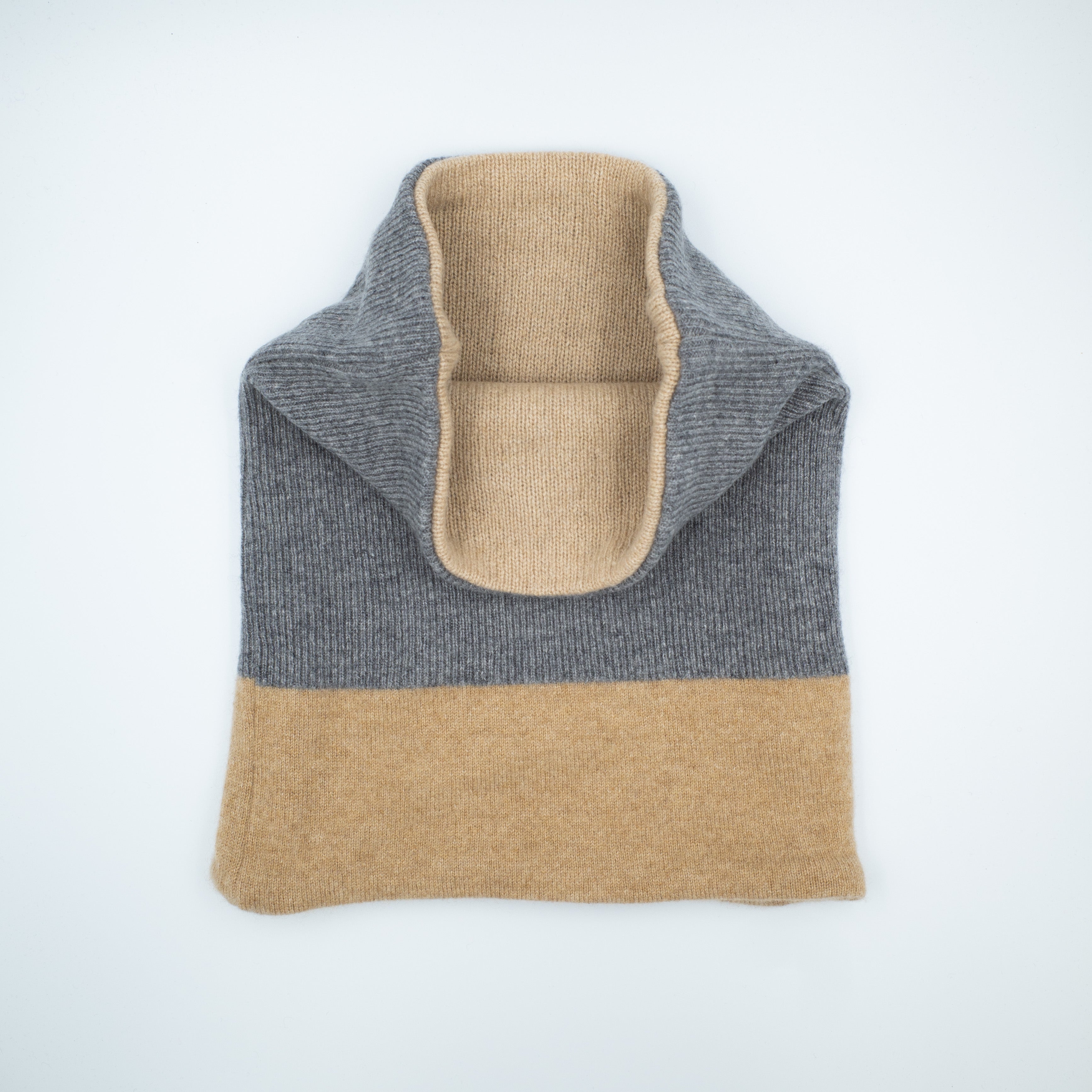 Smoke Grey and Honey Beige Luxury Double Layered Snood