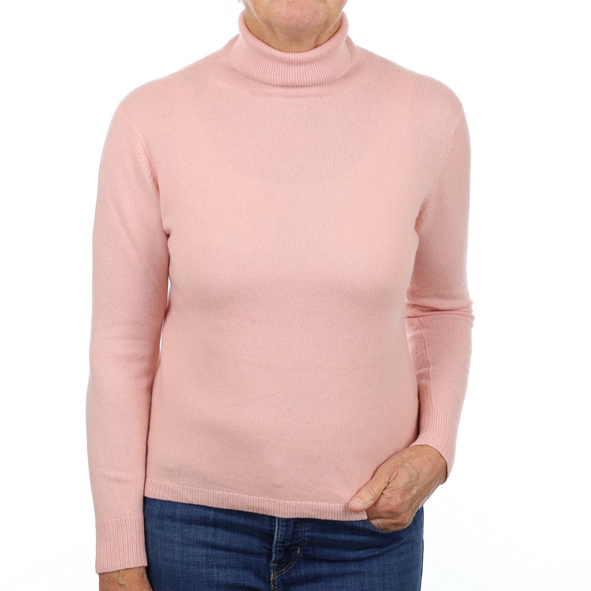 Ballet Shoe Pink Cashmere Polo Neck Jumper Medium